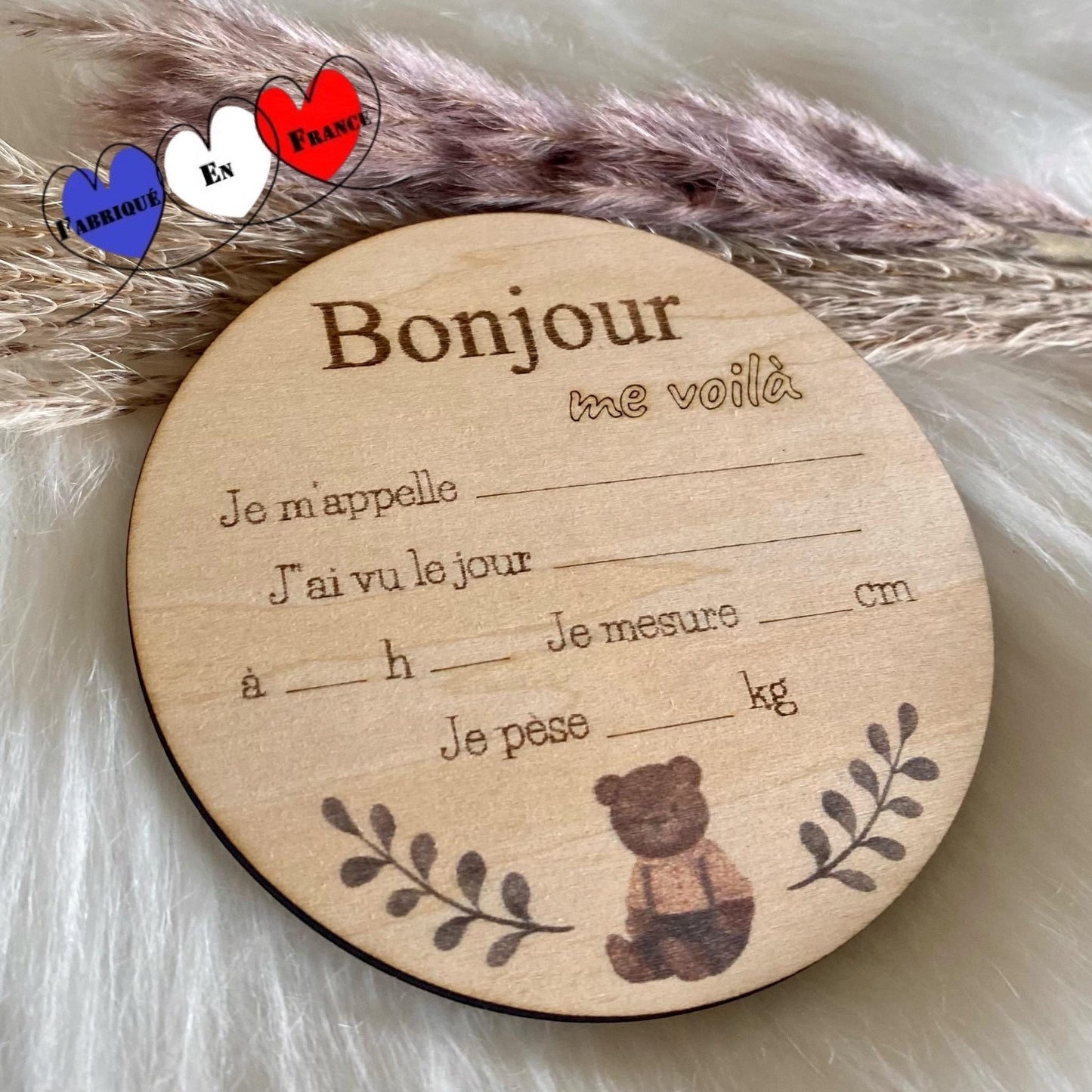 Carte « Bienvenue Bébé » en Bois – Annonce de Naissance Personnalisé
