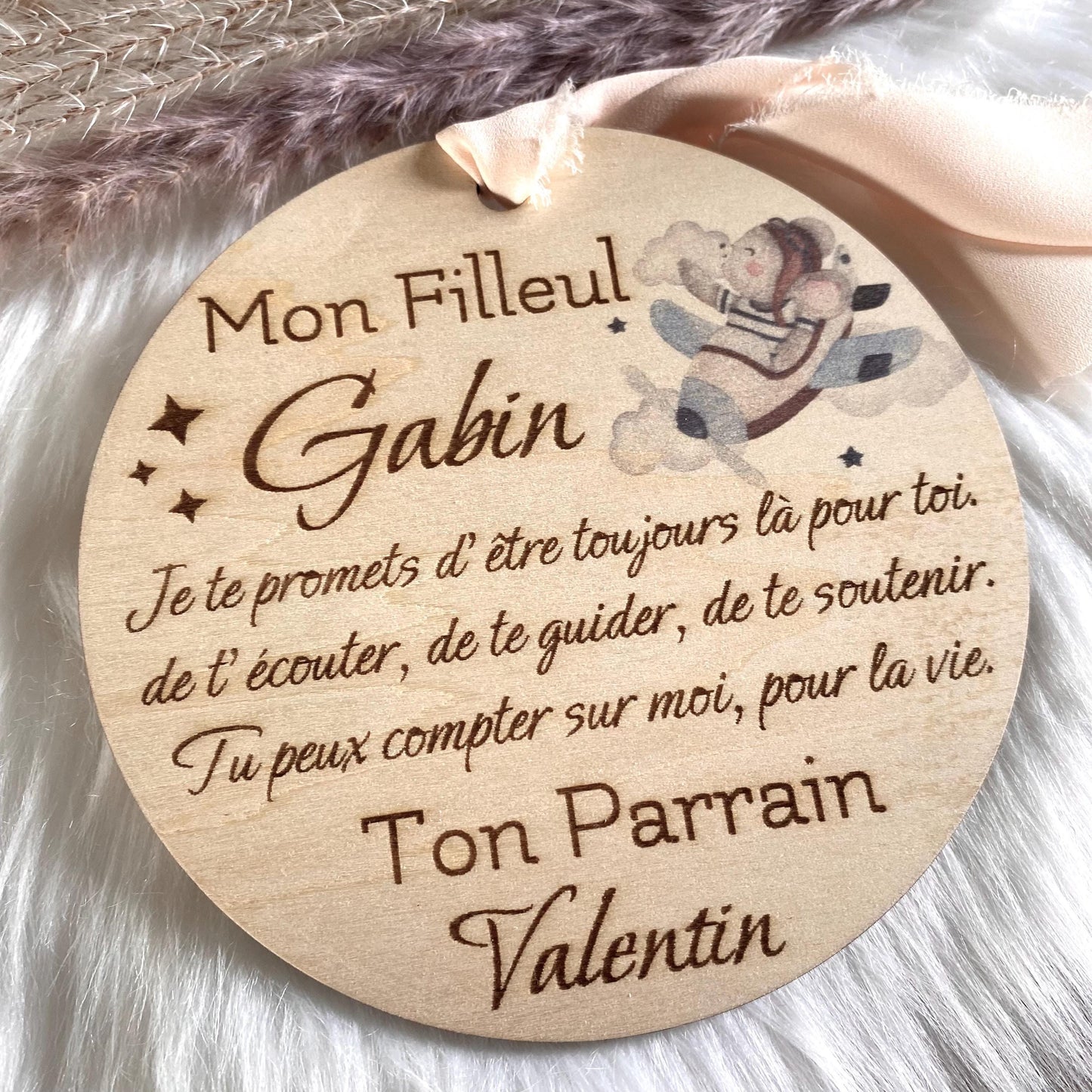 Carte Souvenir en Bois pour Filleule/Filleul – Baptême & Anniversaire