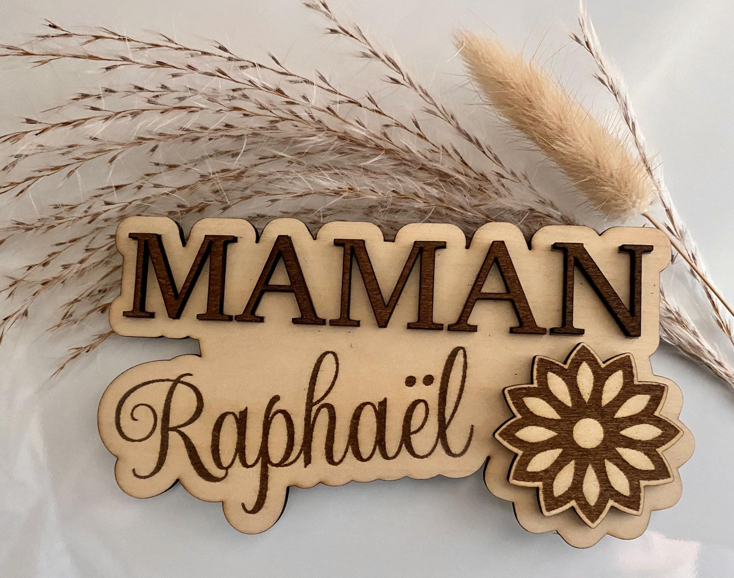 magnet en bois marraine fleur
