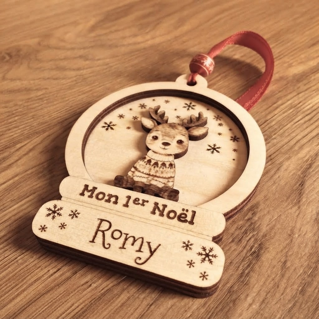 Boule de Noël Mon 1er Noël renne en Bois Personnalisée (Copie)