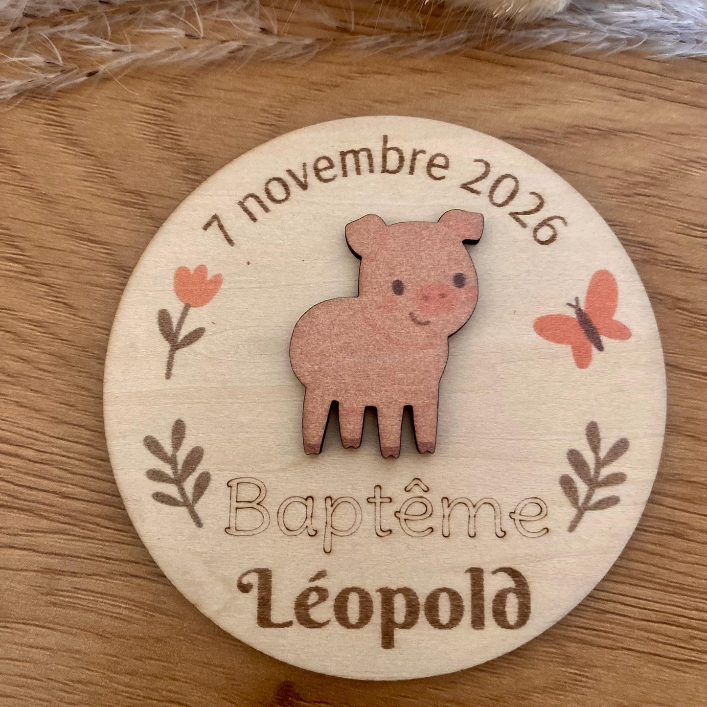 Magnet et marque-place personnalisé en bois – Thème Ferme