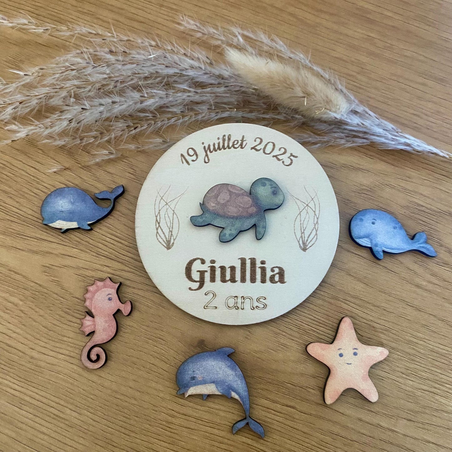 magnet tortue en bois pour anniversaire cadeau invités