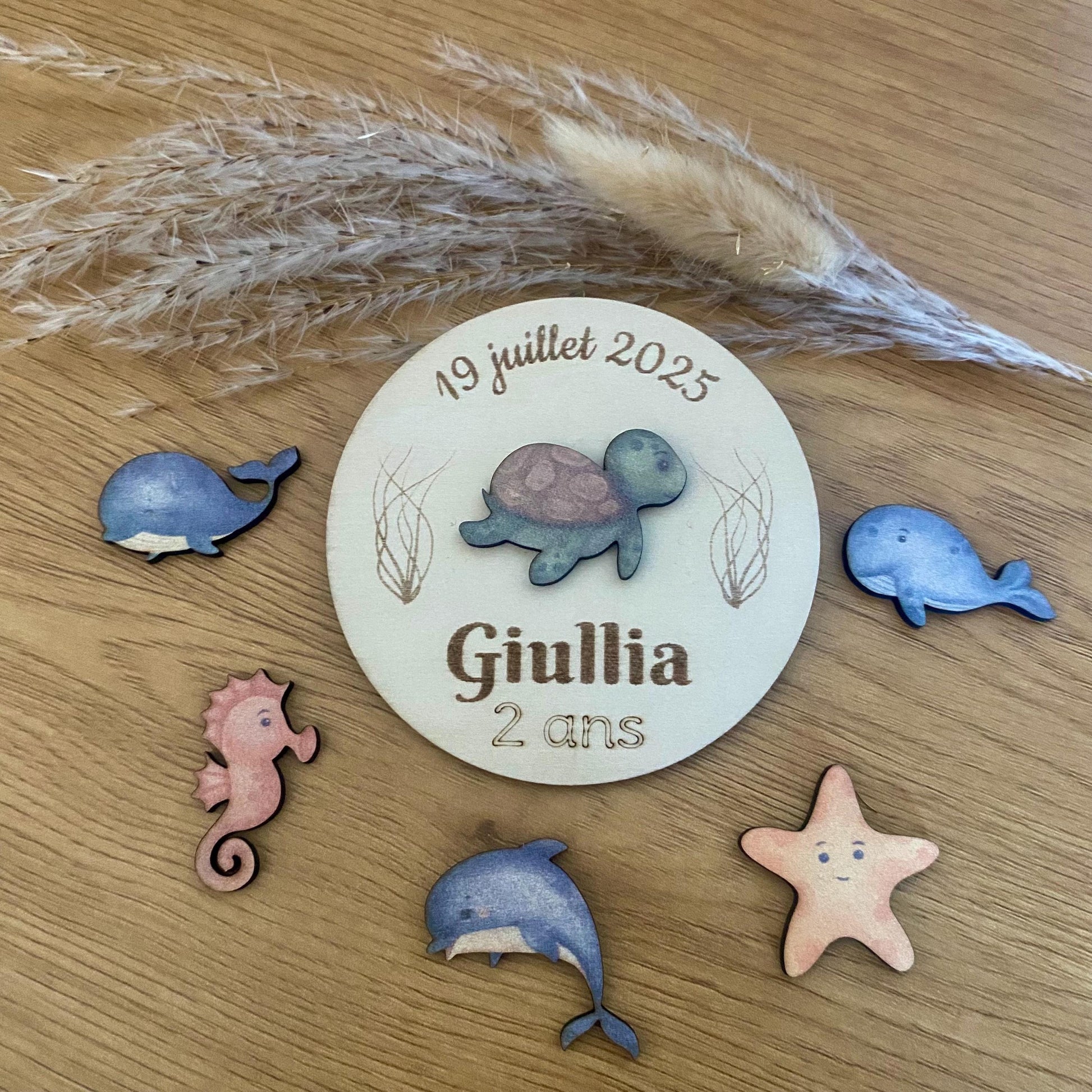 magnet tortue en bois pour anniversaire cadeau invités