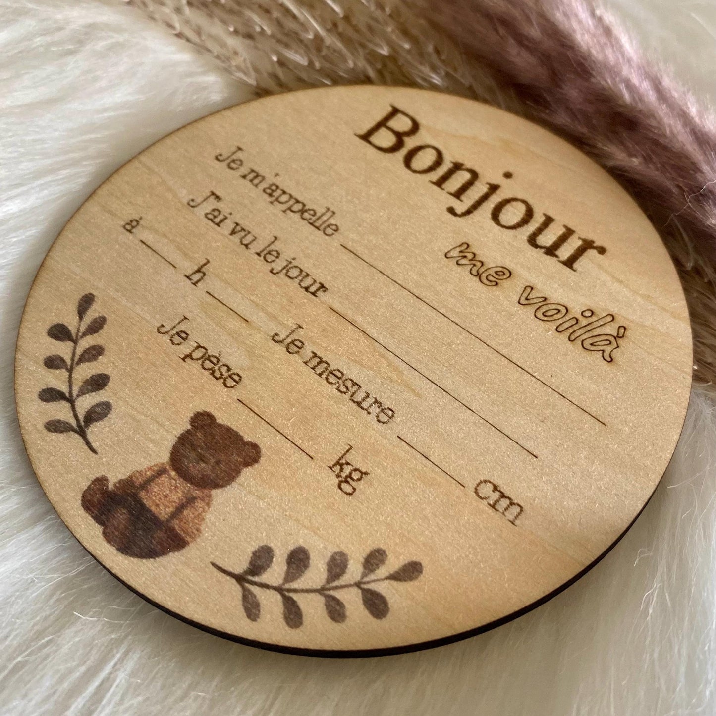 Carte « Bienvenue Bébé » en Bois – Annonce de Naissance Personnalisé