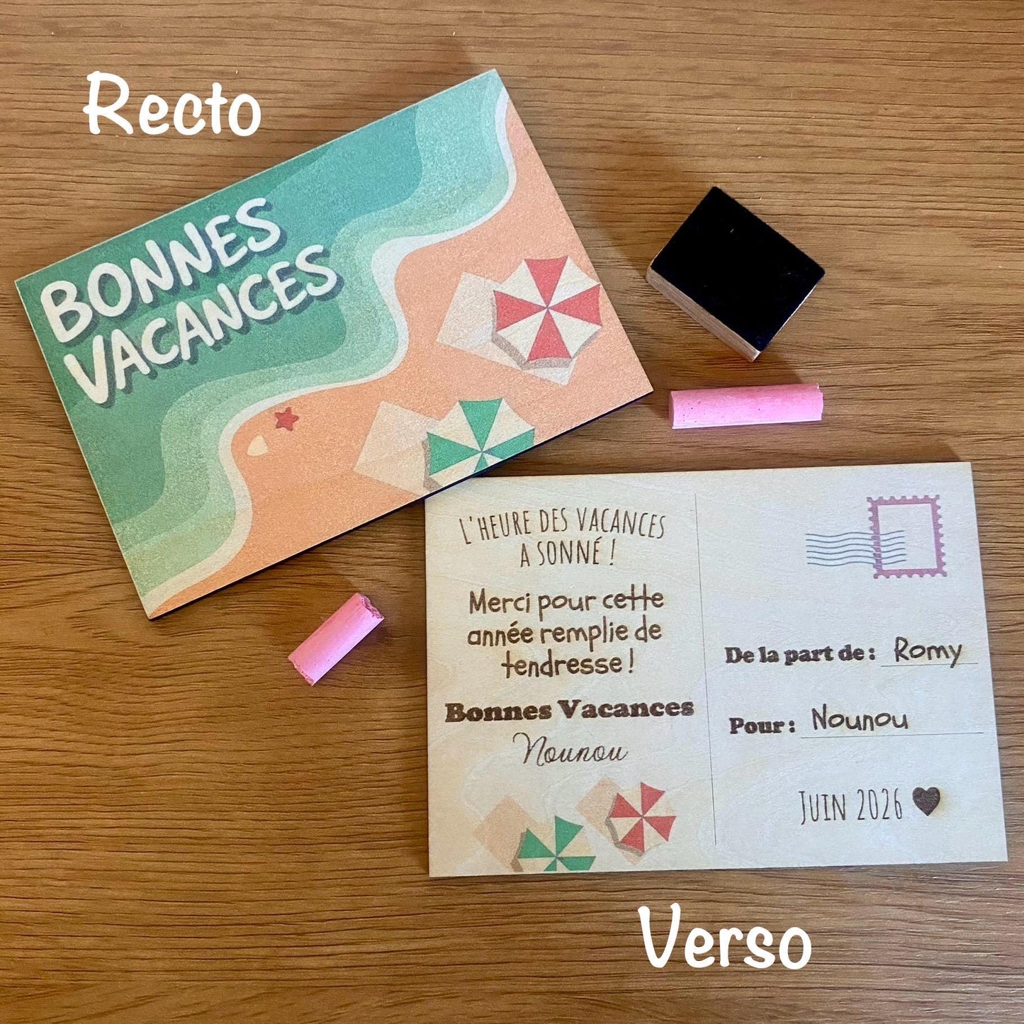 Carte Postale en Bois "Souvenirs de Classe" – Le Merci Intemporel