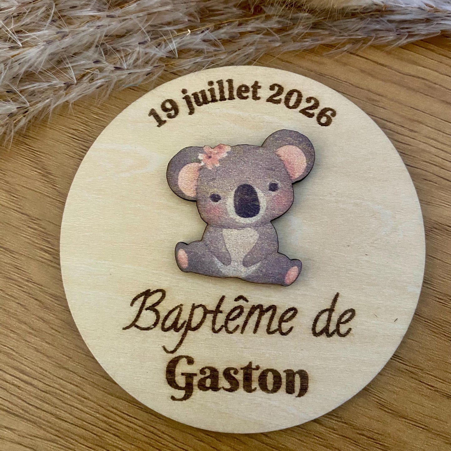 Détail magnet personnalisé singe et koala pour anniversaire