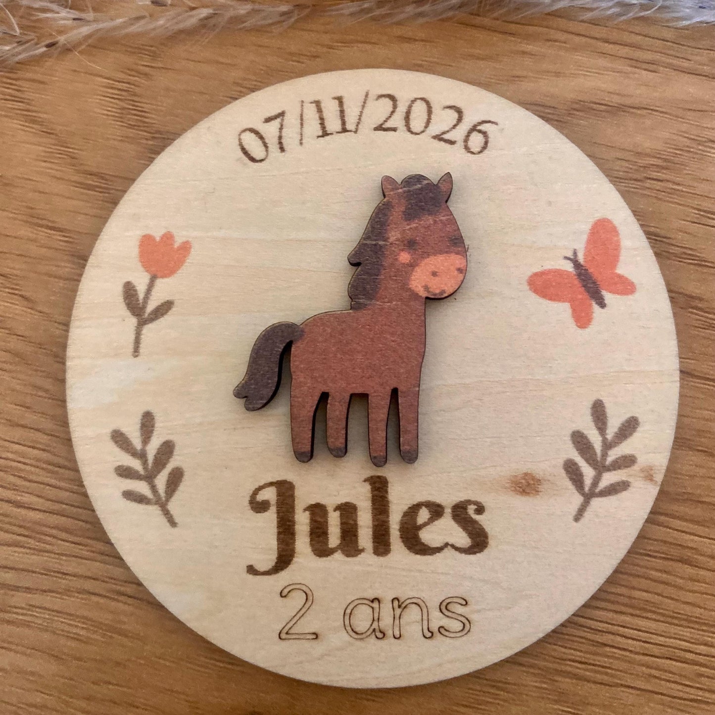 Magnet et marque-place personnalisé en bois – Thème Ferme pour anniversaire