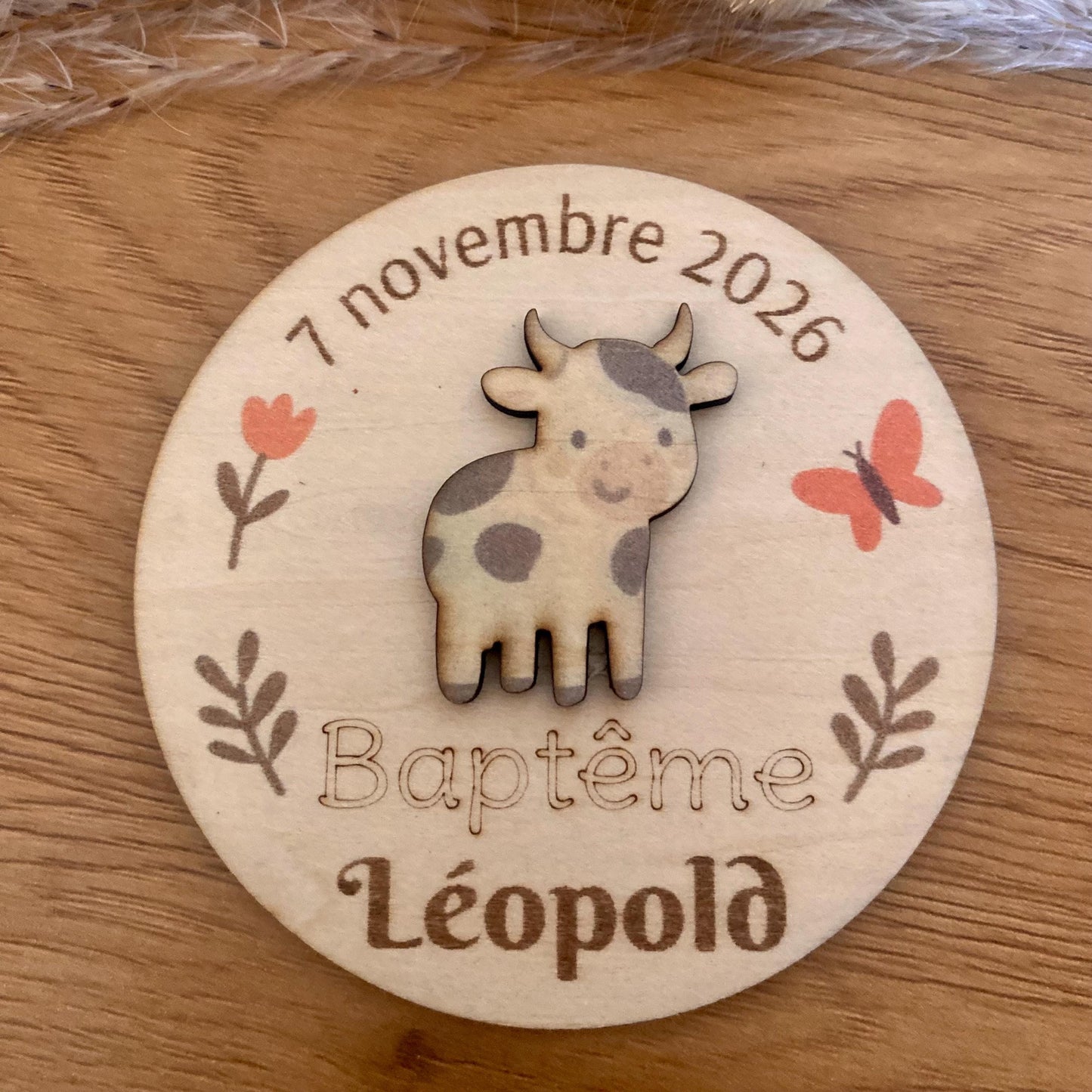 Magnet et marque-place personnalisé en bois – Thème Ferme