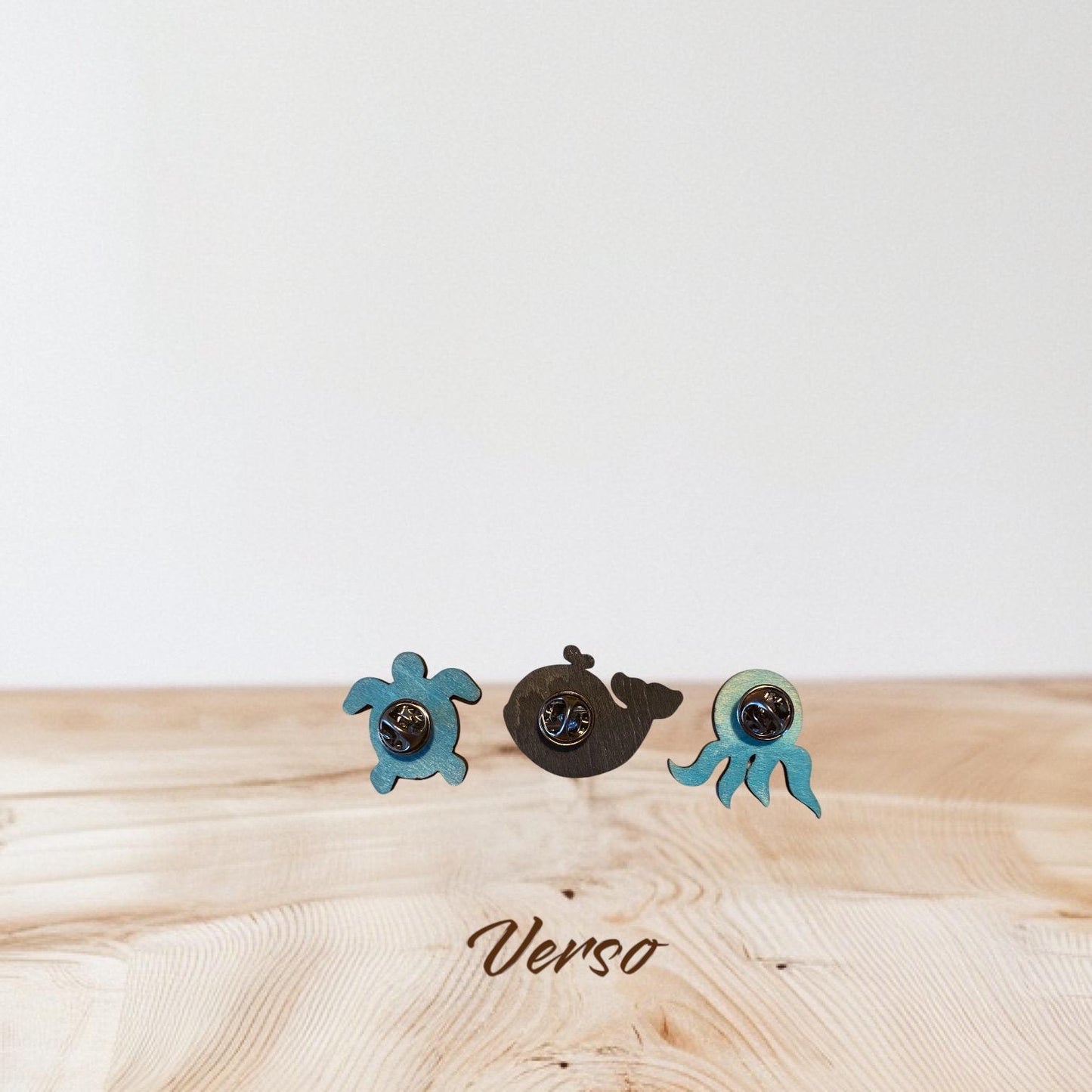 Pin's en Bois Animaux de la Mer – Badge au Choix pour Cartable