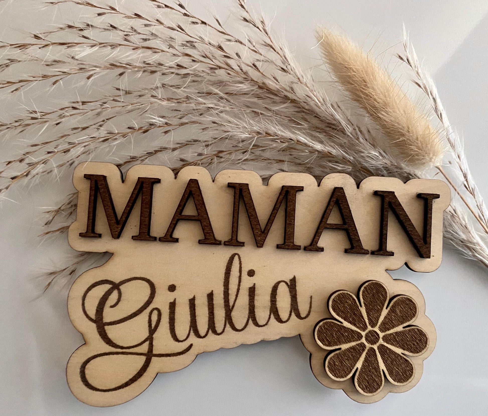 magnet en bois marraine fleur