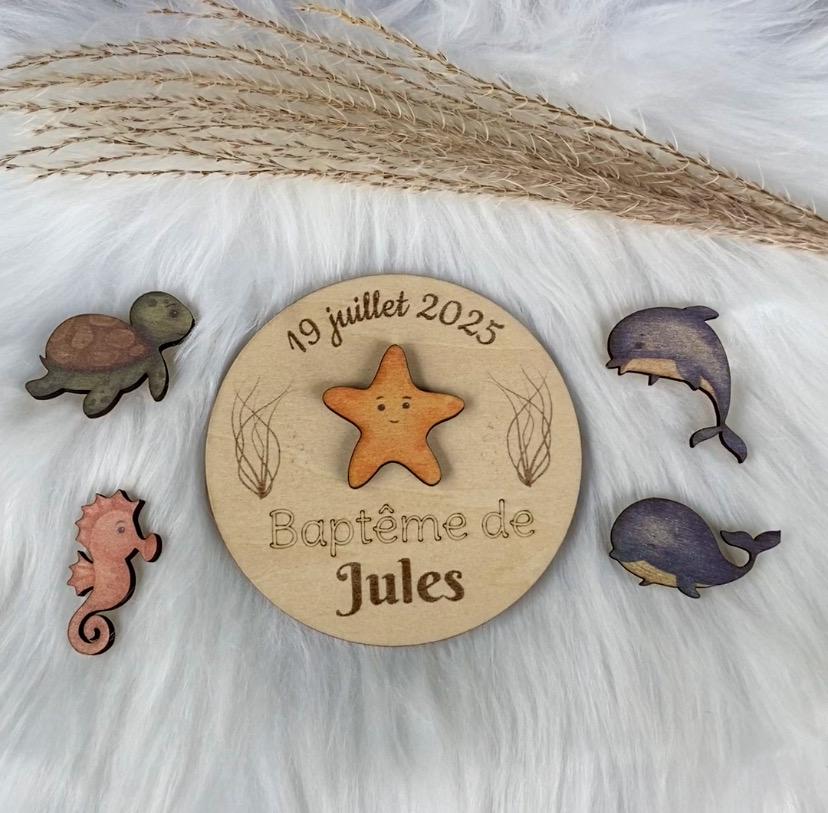 Magnet Personnalisé Thème Mer et Océan – Souvenir Baptême