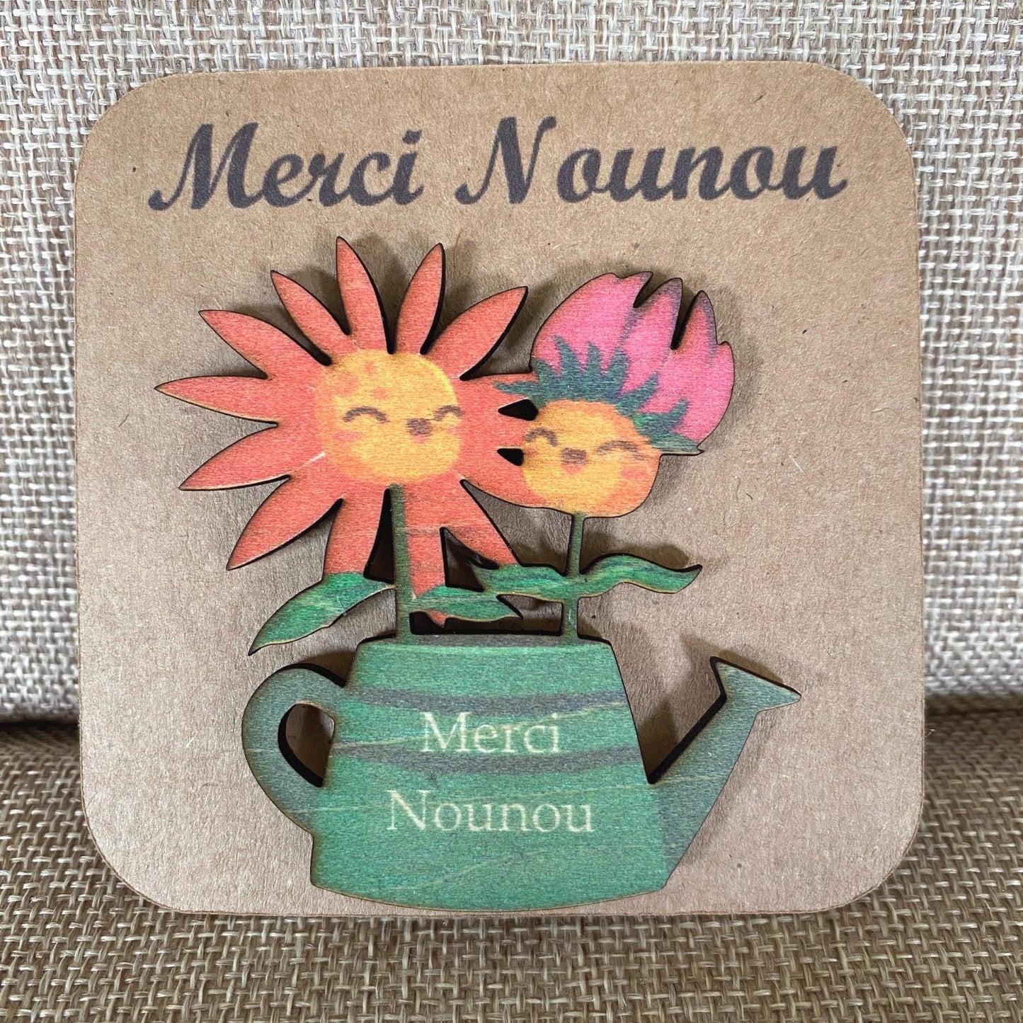 Porte-Clés Fleur en Bois Personnalisé – Cadeau Nounou & Maîtresse
