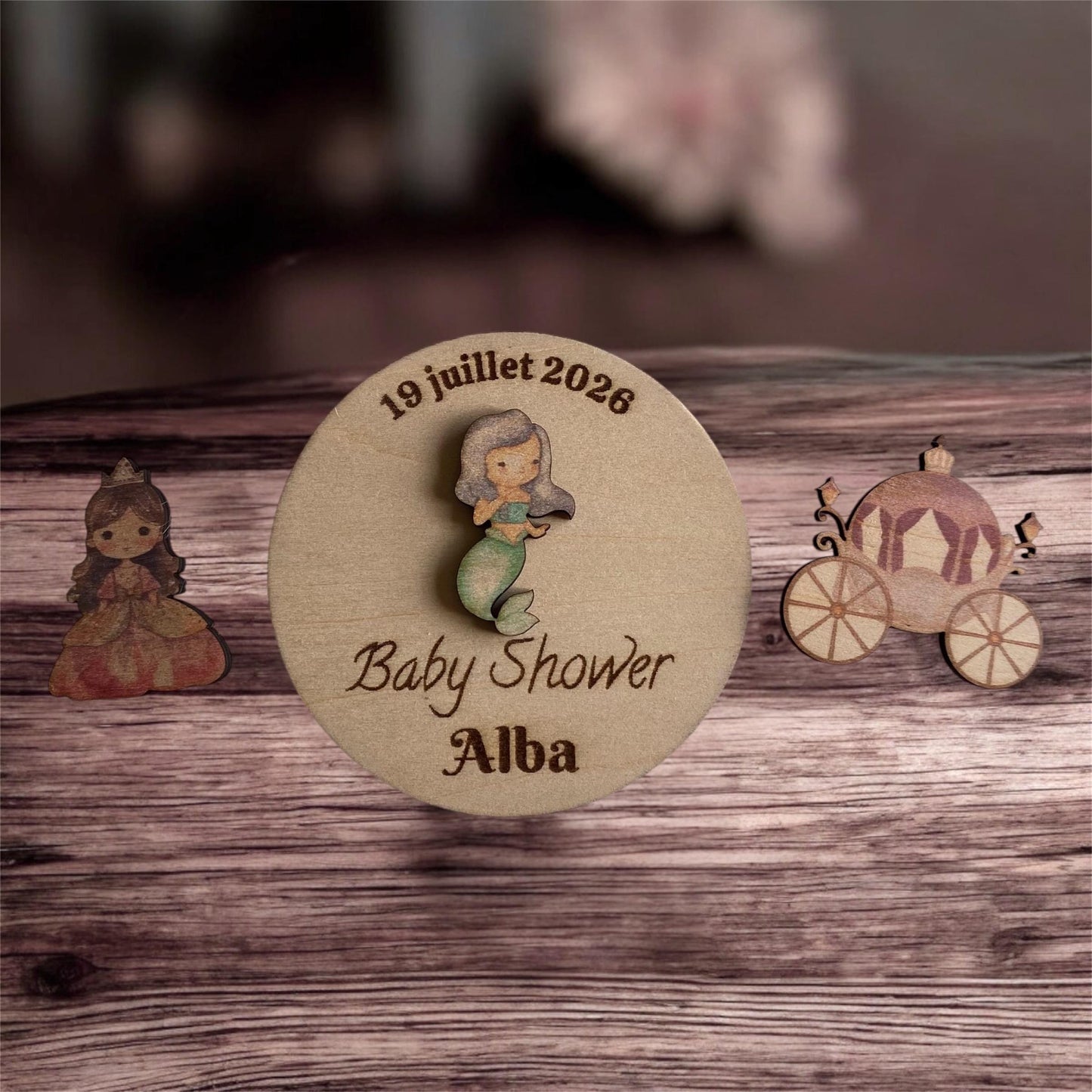Magnet en Bois Contes & Princesses – Cadeau Invités Fête Enfant