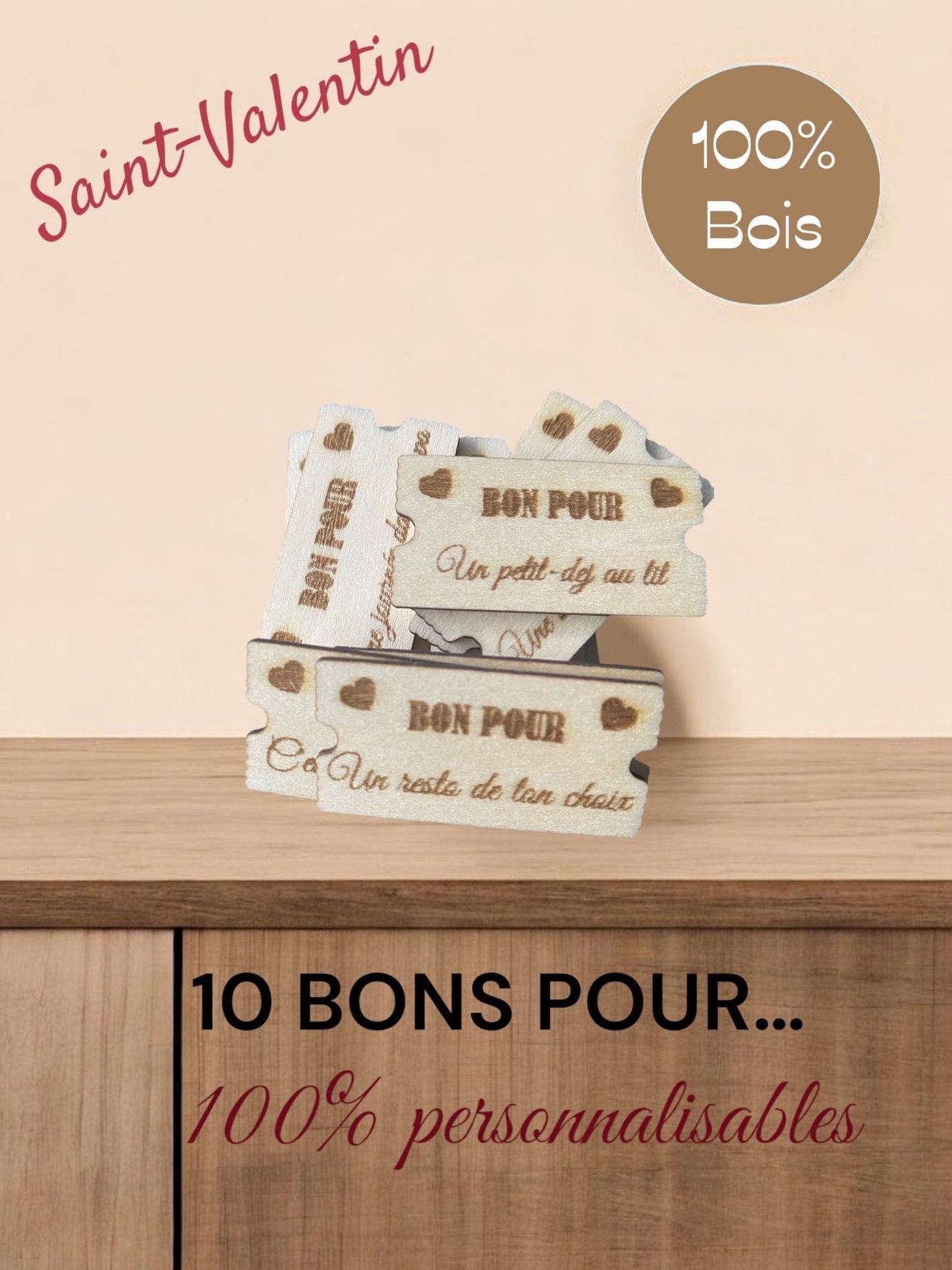 Tickets et Bons d'Amour en Bois Gravés – Cadeau Couple