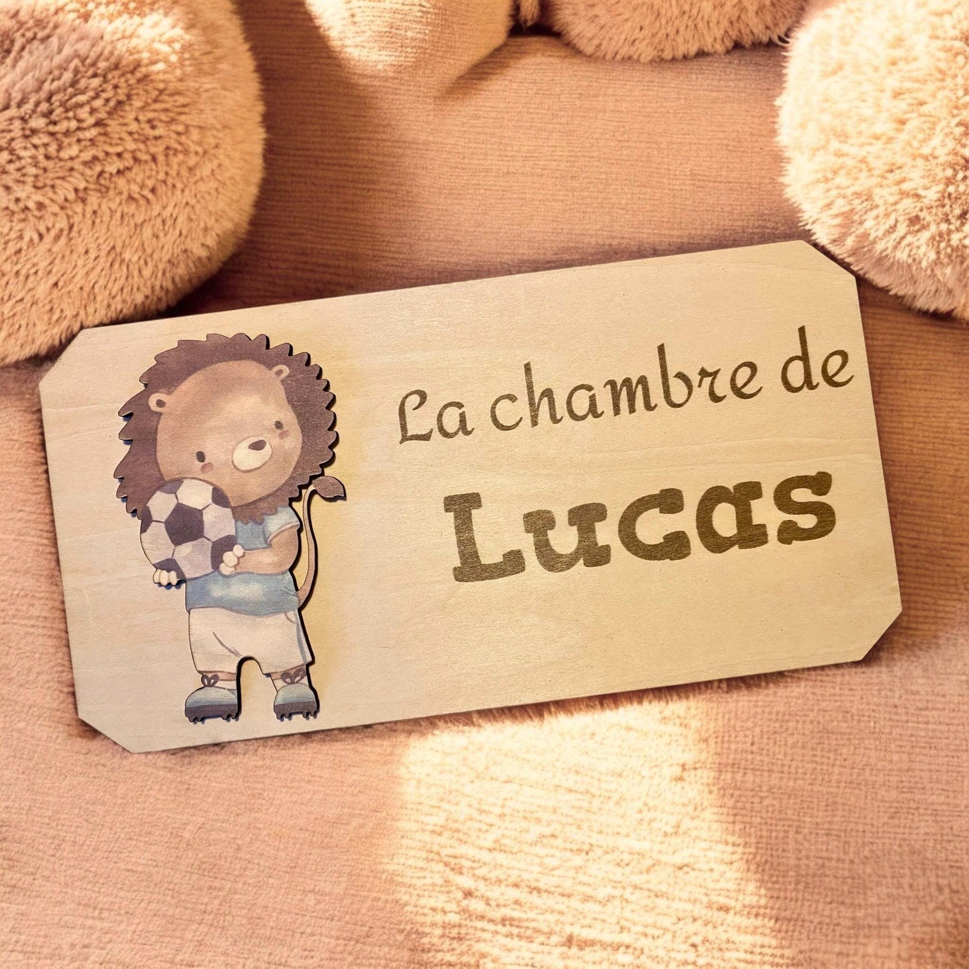 Plaque personnalisée prénom enfant style scandinave modèle foot