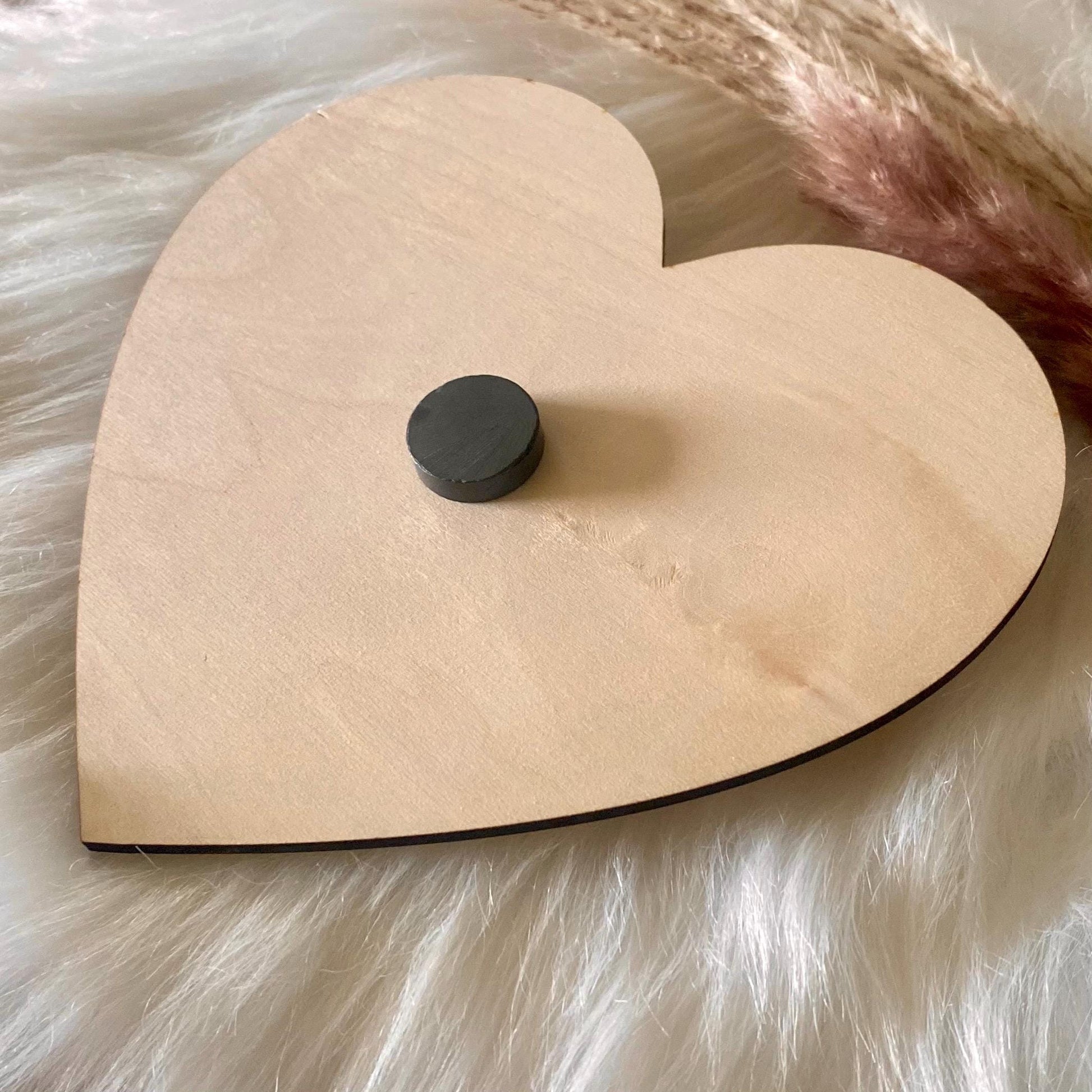 Aimant cœur en bois grand format pour décoration de marraine