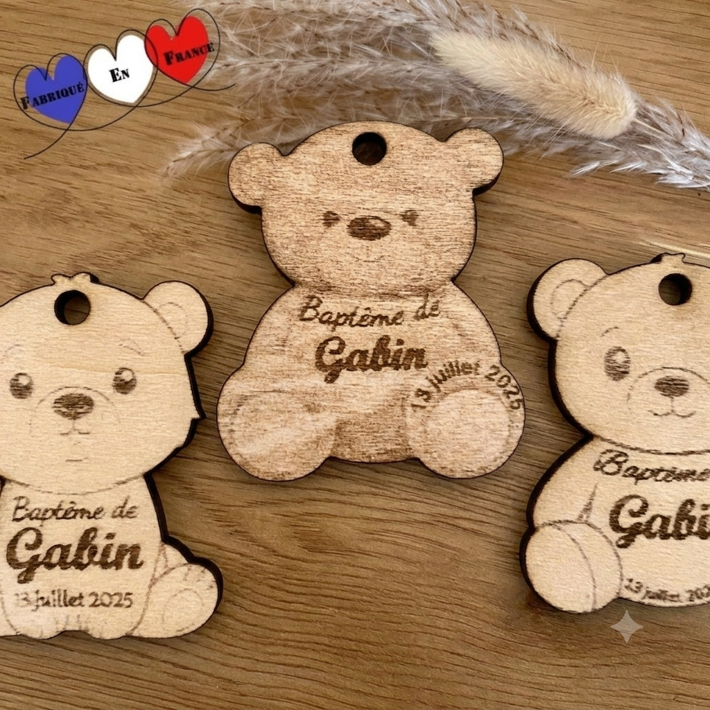 Étiquettes "Ourson" en Bois – Le détail tendre pour vos événements