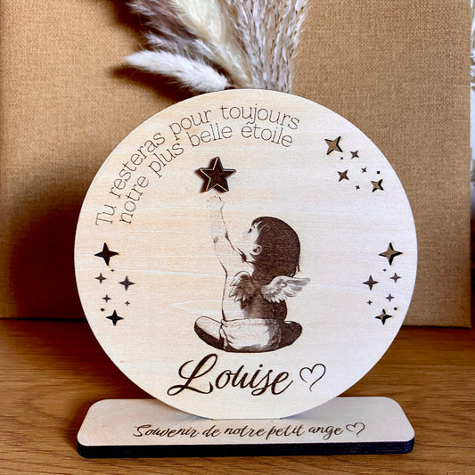 Boule commémorative en bois Petit Ange personnalisée