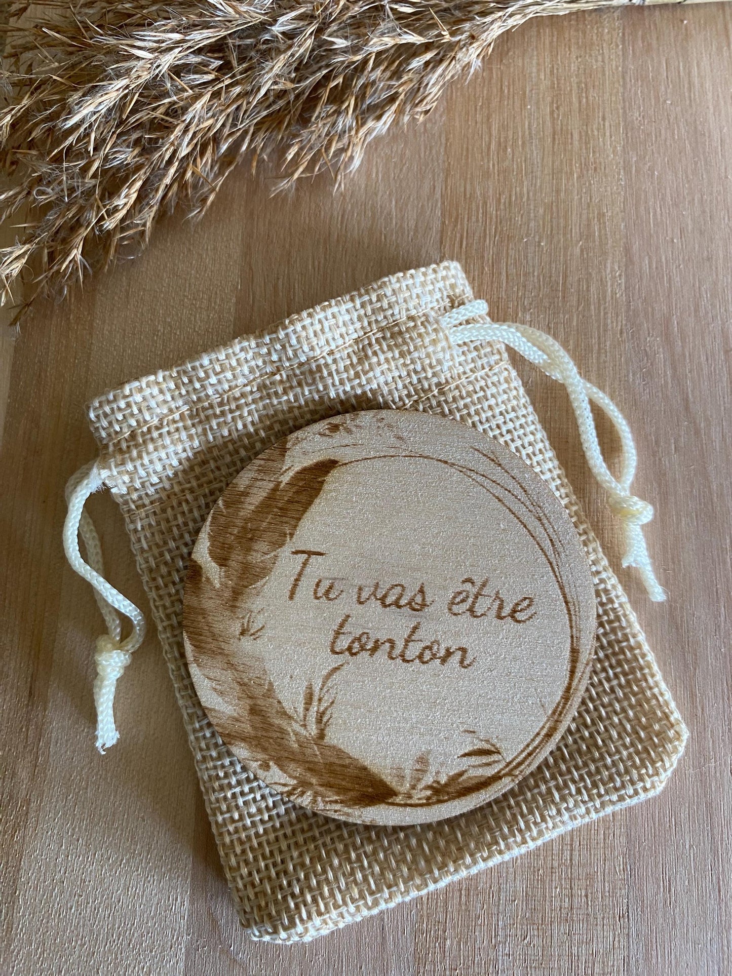 Magnet en Bois Annonce Grossesse – Idée Cadeau Originale