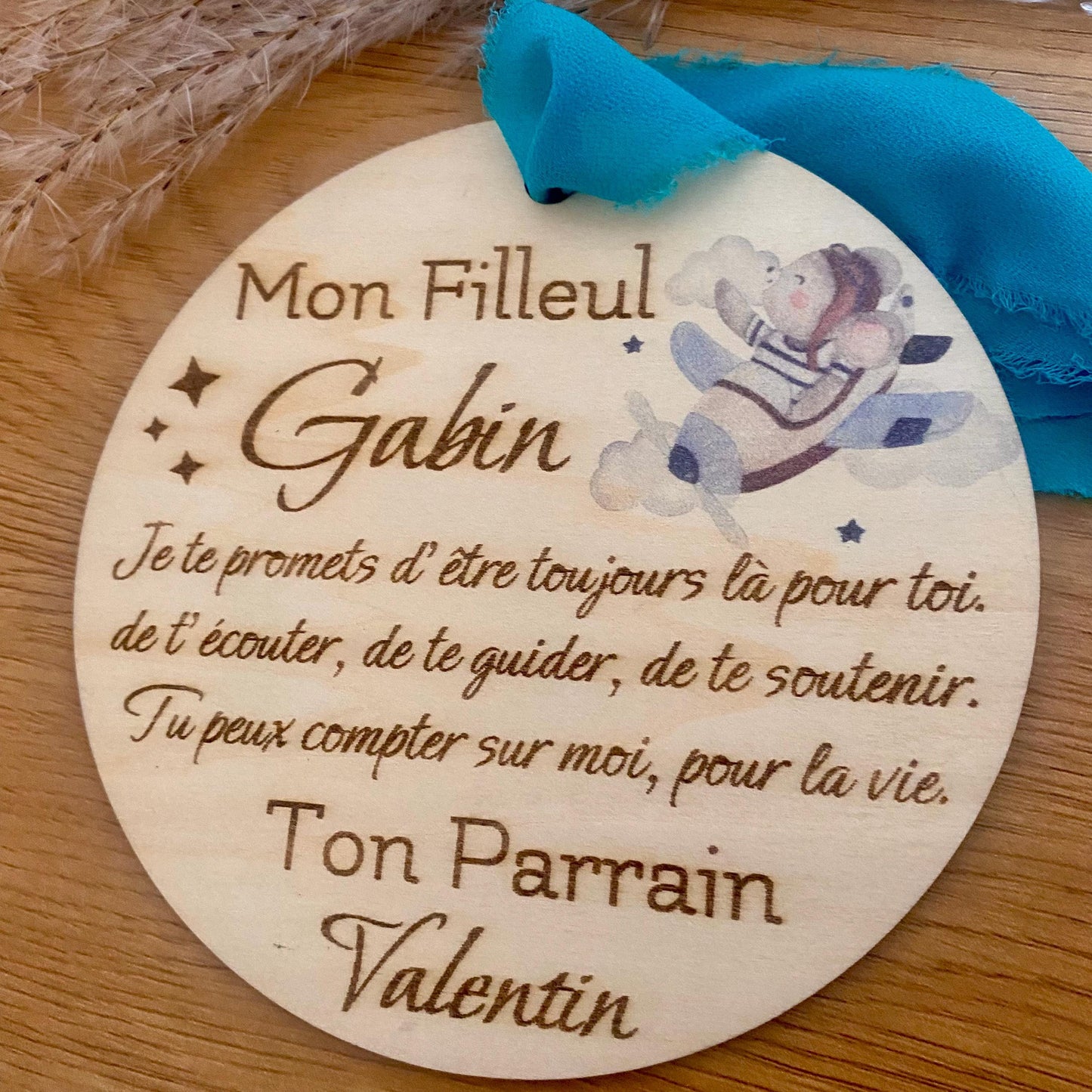 Carte Souvenir en Bois pour Filleule/Filleul – Baptême & Anniversaire