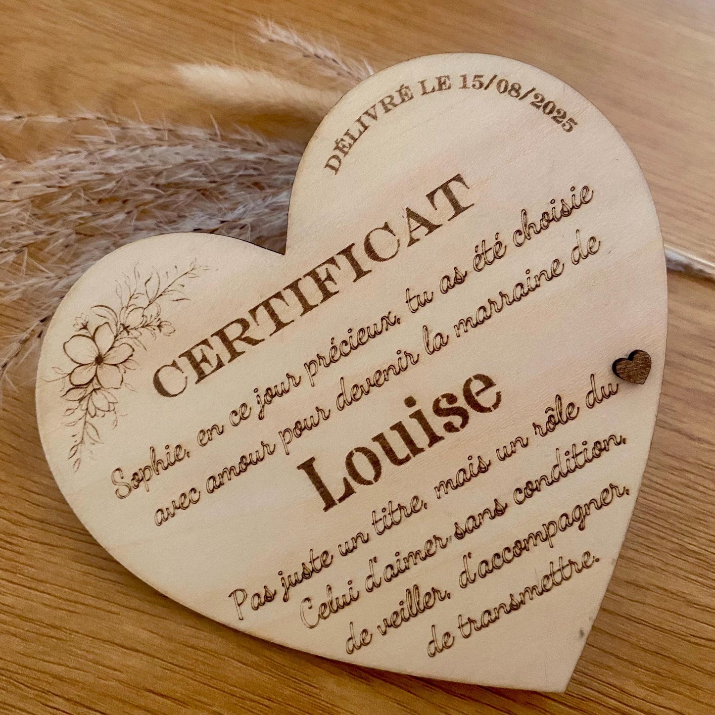 Certificat Marraine Personnalisé – Cadeau Baptême Original