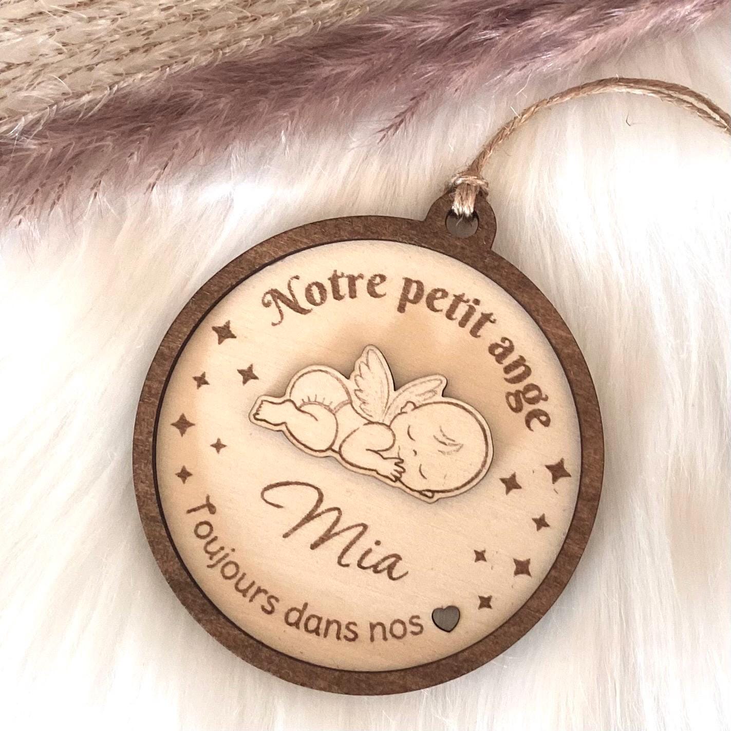 Décoration de Noël souvenir bébé ange en bois naturel