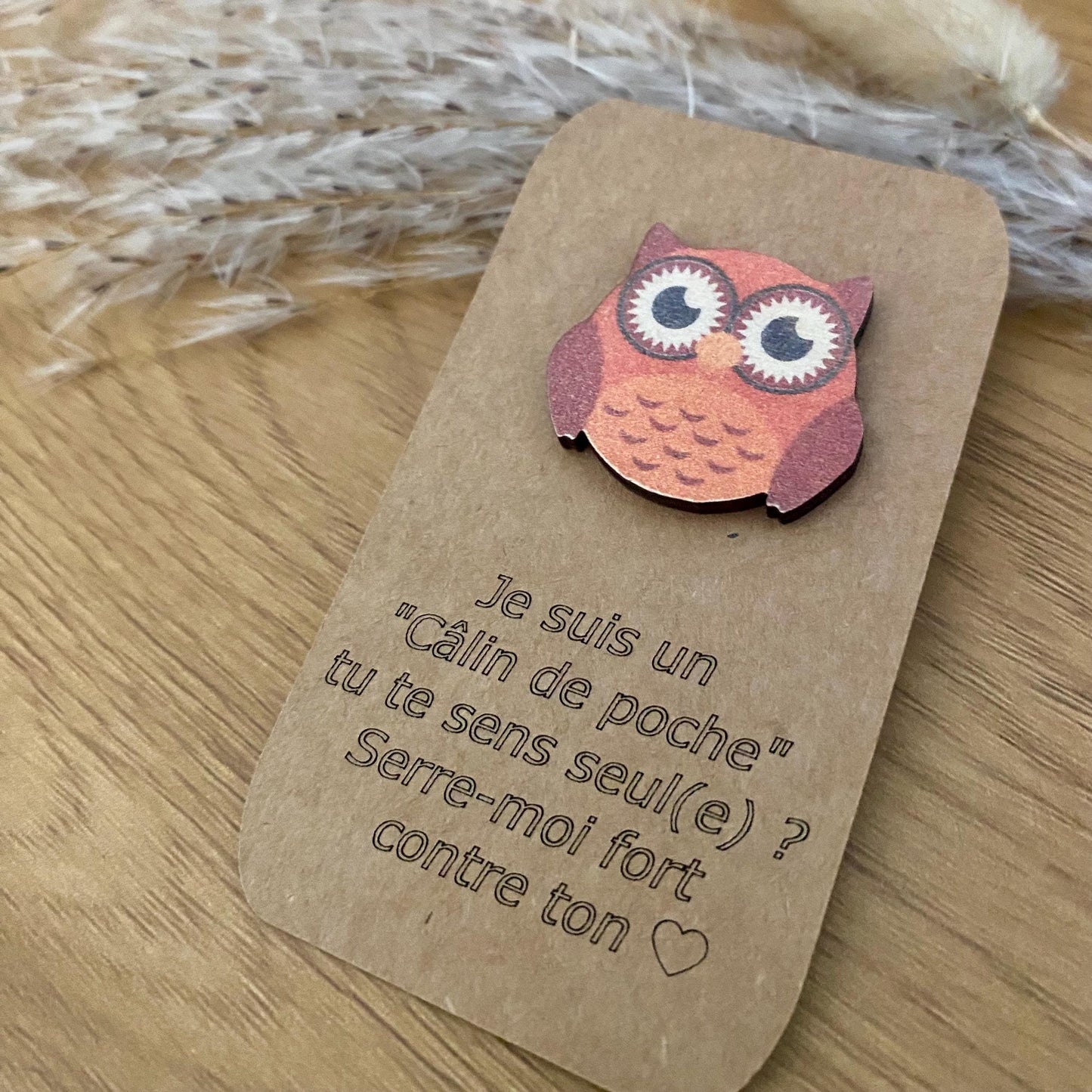 La chouette aux côtés du modèle koala pour illustrer la gamme des Câlins de Poche de Lulu Les Petits Pochons.