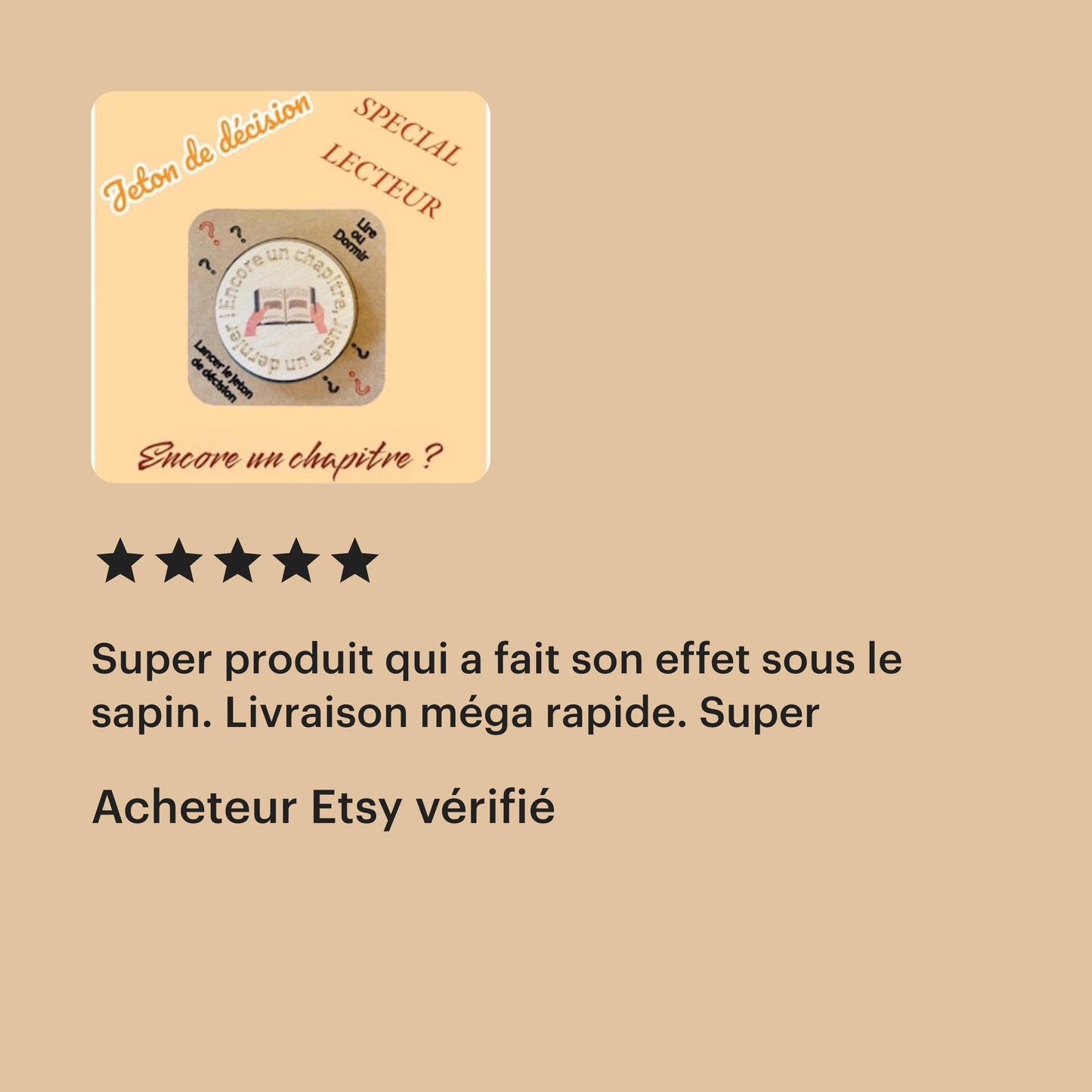 Jeton de Décision Lecture en Bois – Cadeau Original pour Lecteurs