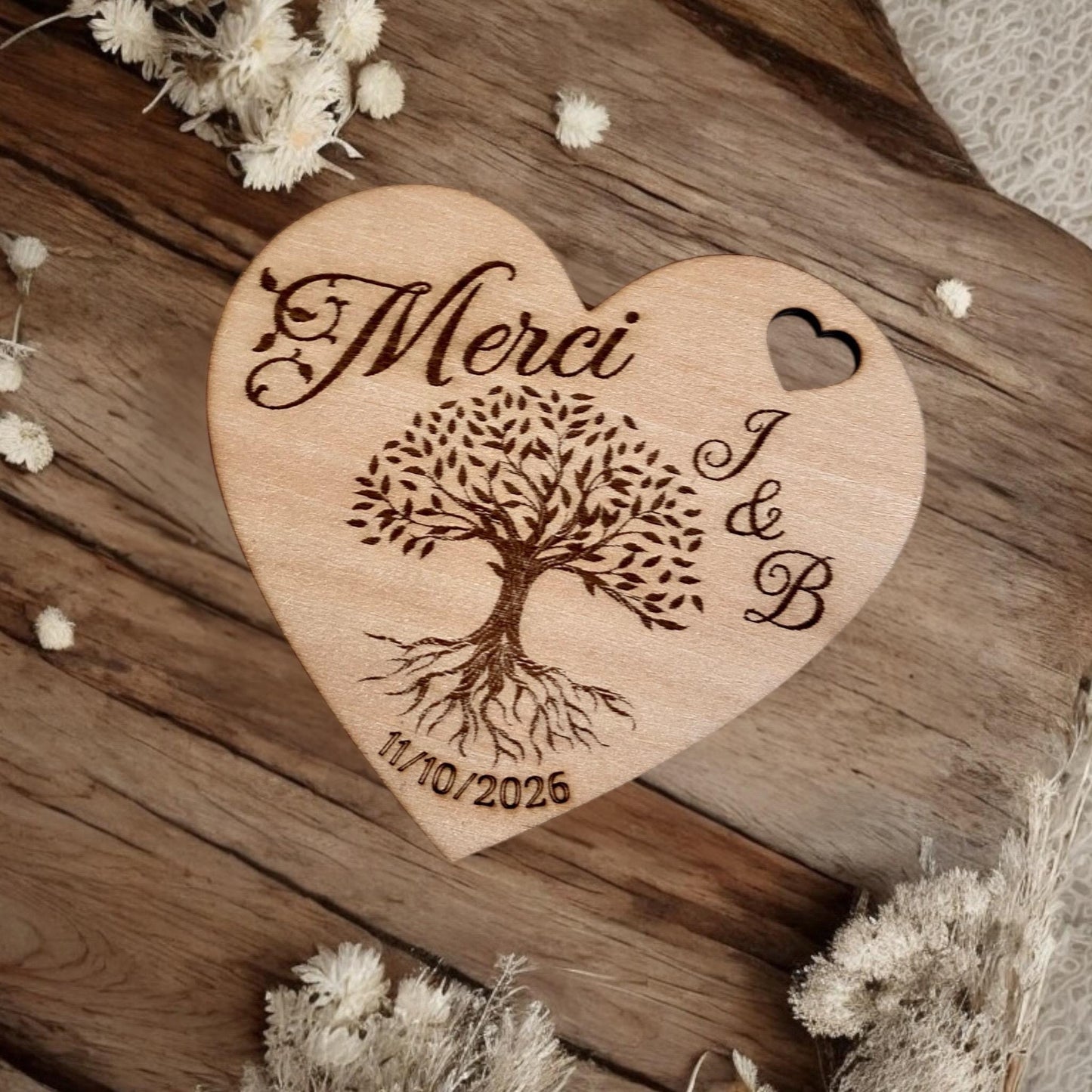 Porte-Alliances en Bois « Arbre de Vie » – Personnalisé pour votre Mariage