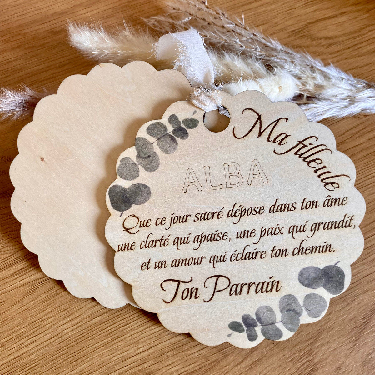 Carte en Bois – Cadeau Personnalisé communion ou première communion, Parrain, Marraine)