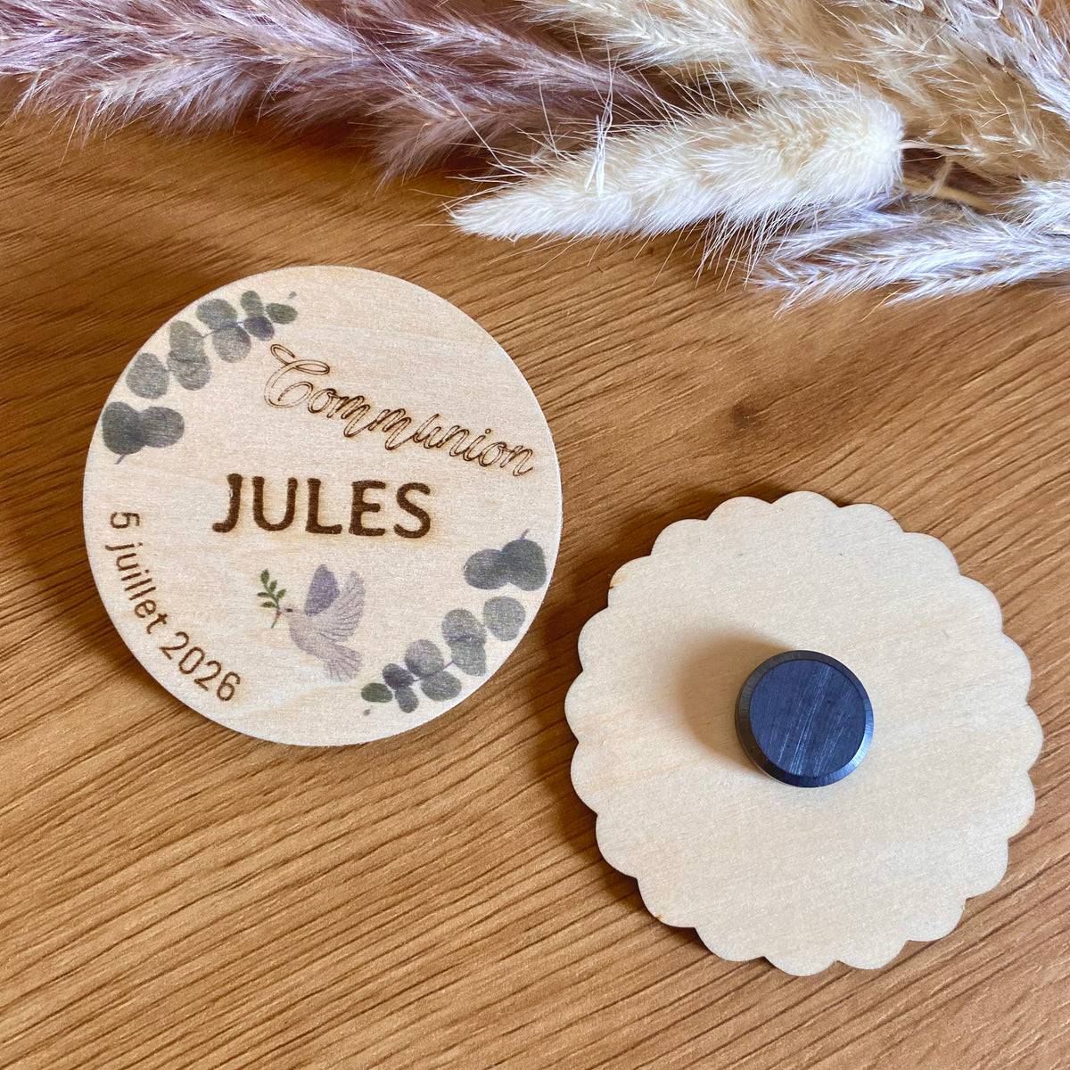 Collection communion ou première communion thème floral eucalyptus - Magnet, étiquette, marque-place, carte cadeau filleule, carte cadeau marraine parrain