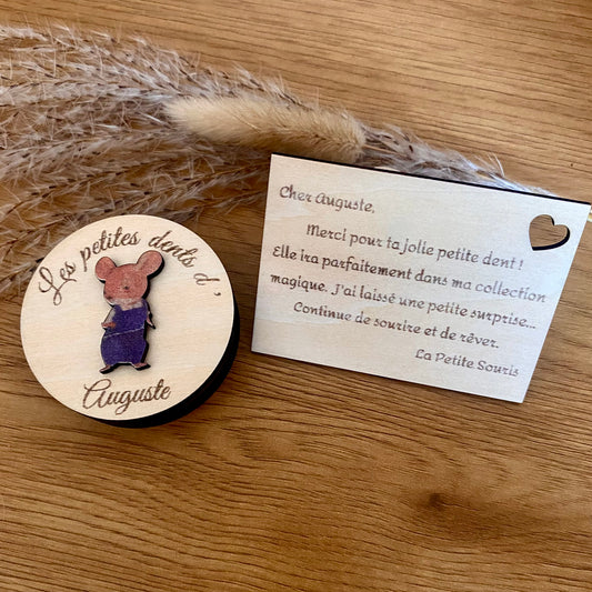 Boite à dents la petite souris et sa lettré personnalisee 