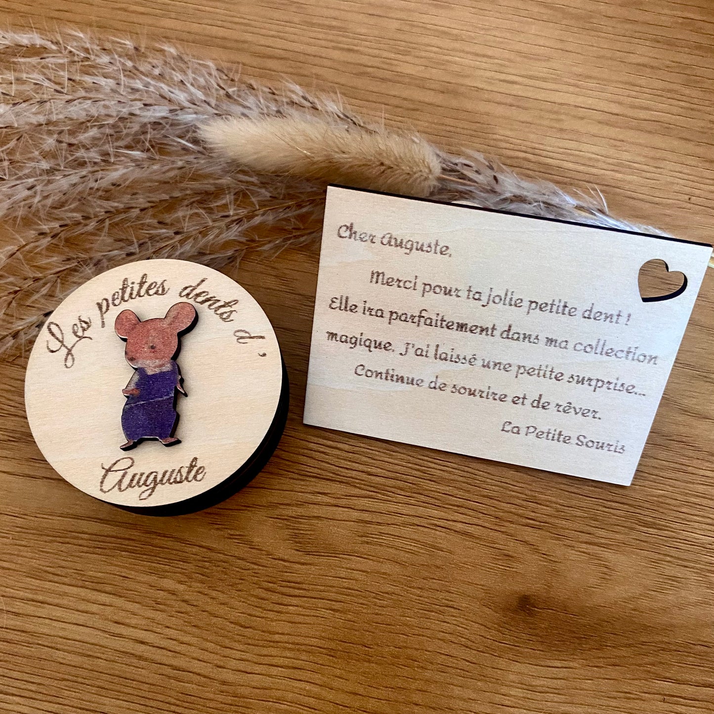 Boite à dents la petite souris et sa lettré personnalisee 