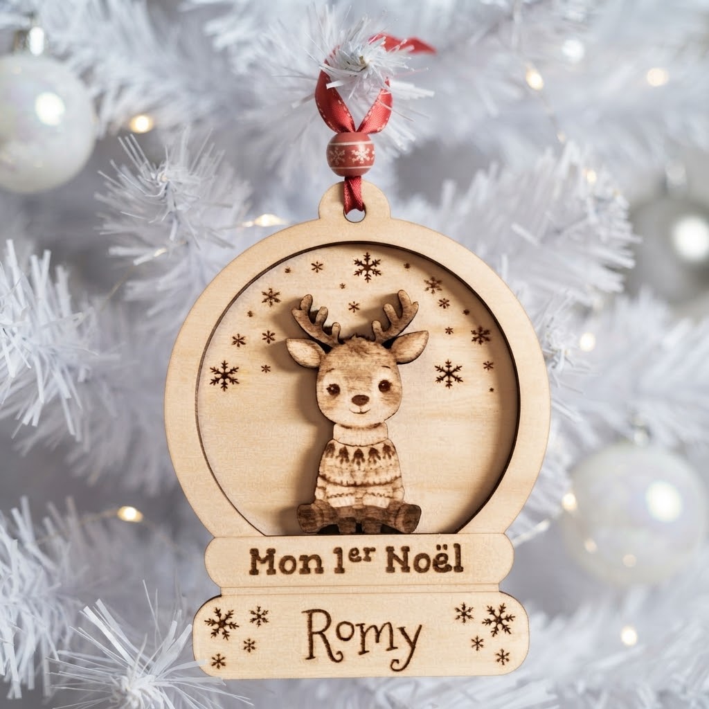 Boule de Noël Mon 1er Noël renne en Bois Personnalisée (Copie)
