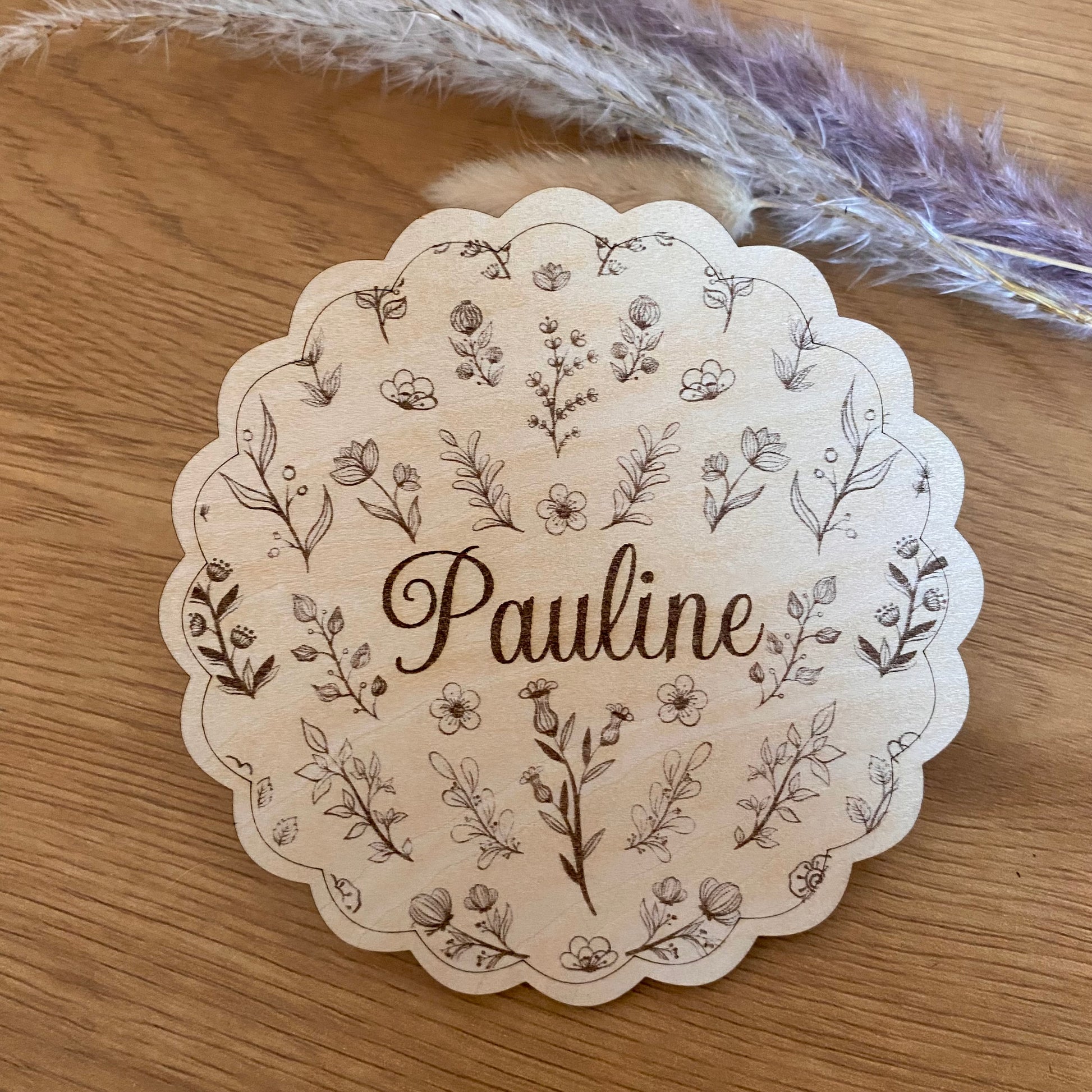 Plaque en bois prenom bébé 