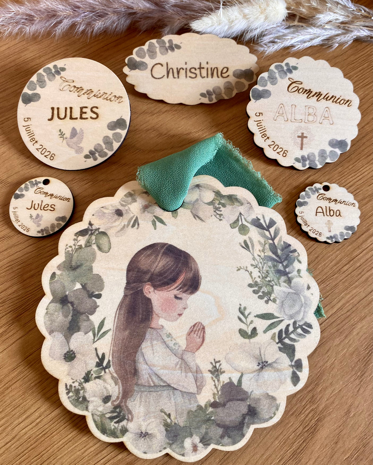 Marque place Magnet étiquette carte filleule carte marraine en bois
