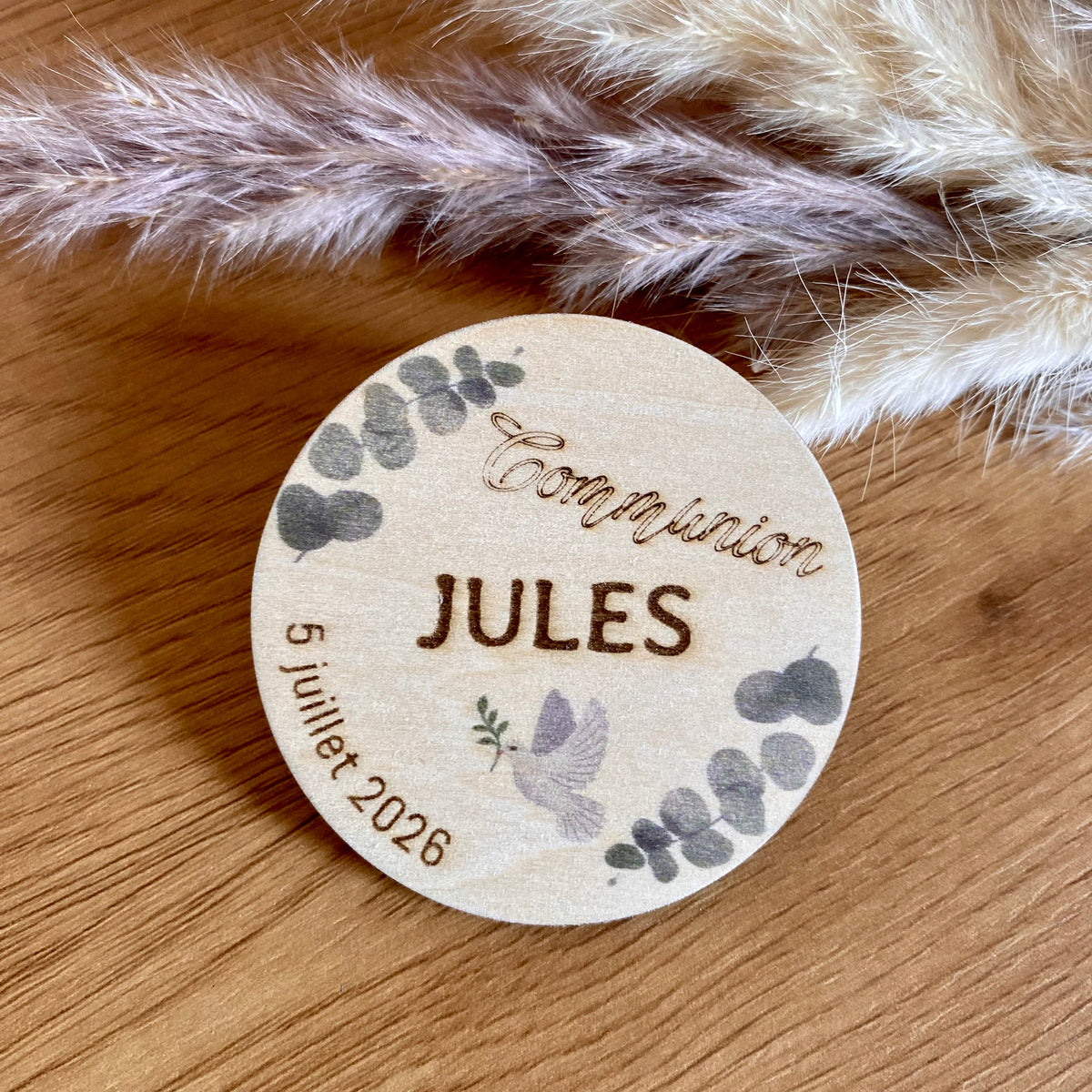 Collection communion ou première communion thème floral eucalyptus - Magnet, étiquette, marque-place, carte cadeau filleule, carte cadeau marraine parrain