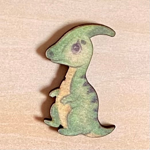 Porte clés en bois rentrée scolaire modèle Parasaurolophus 