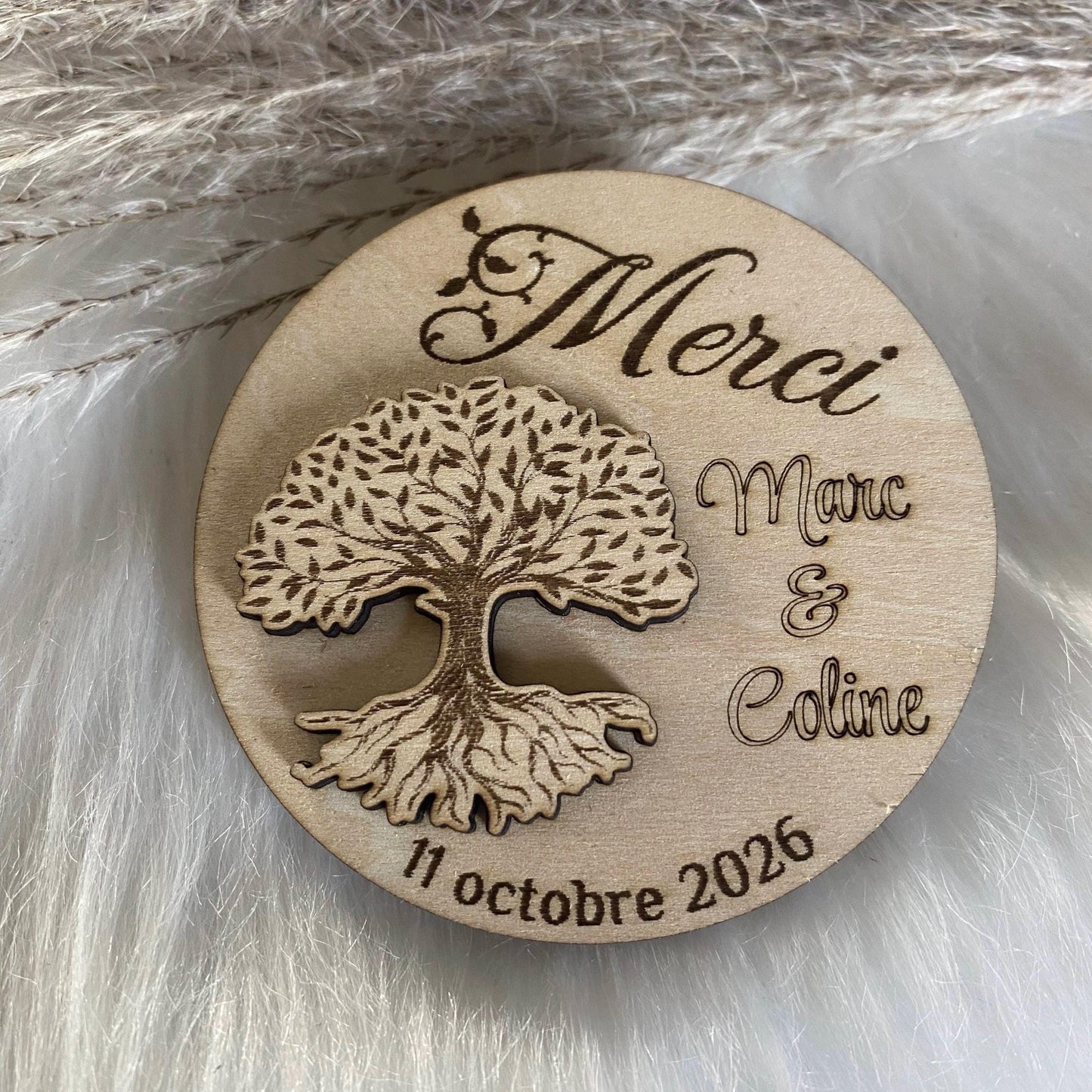 Marque-place en Bois « Arbre de Vie » – Personnalisé