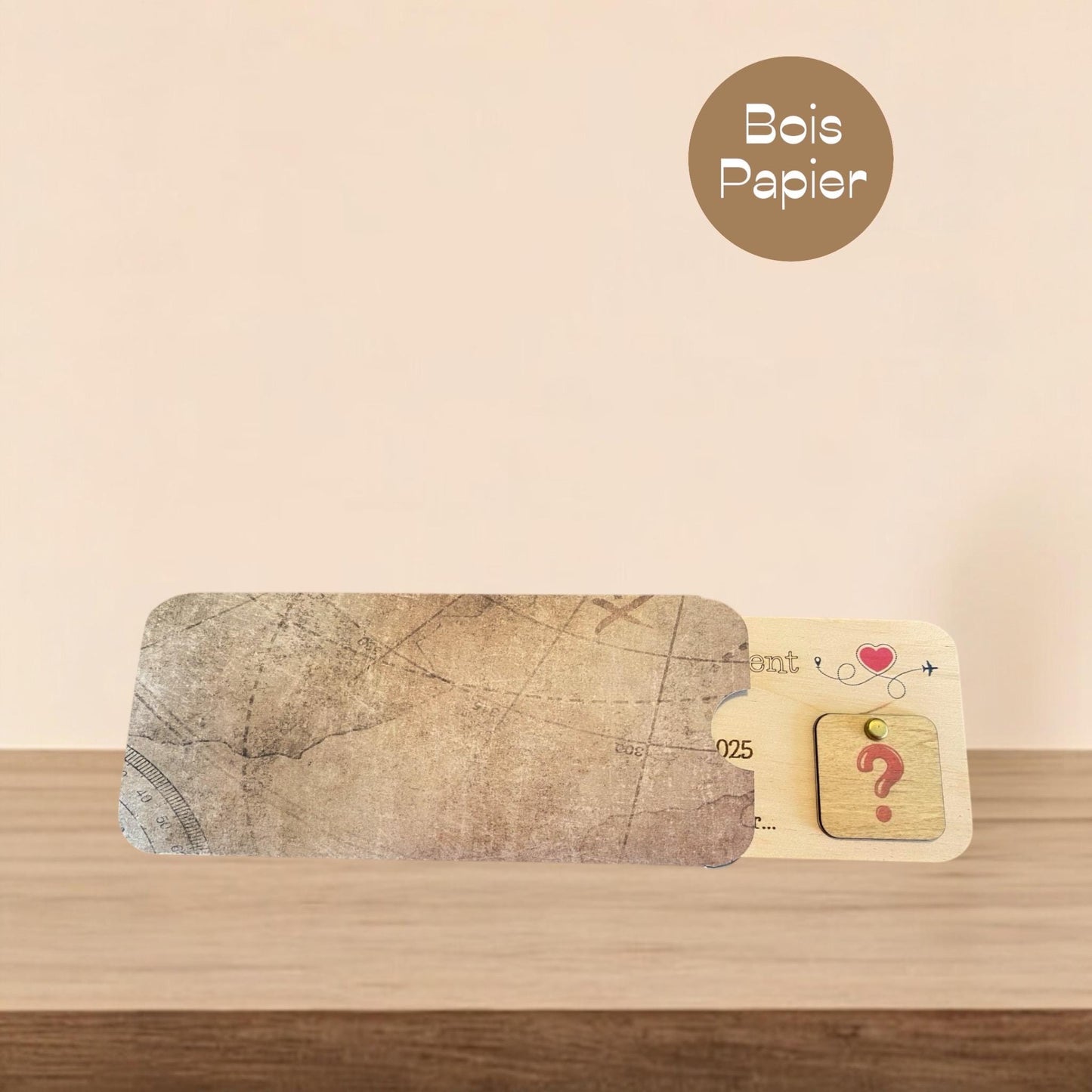 Carte d'Embarquement en Bois Personnalisée - Cadeau voyage et surprise