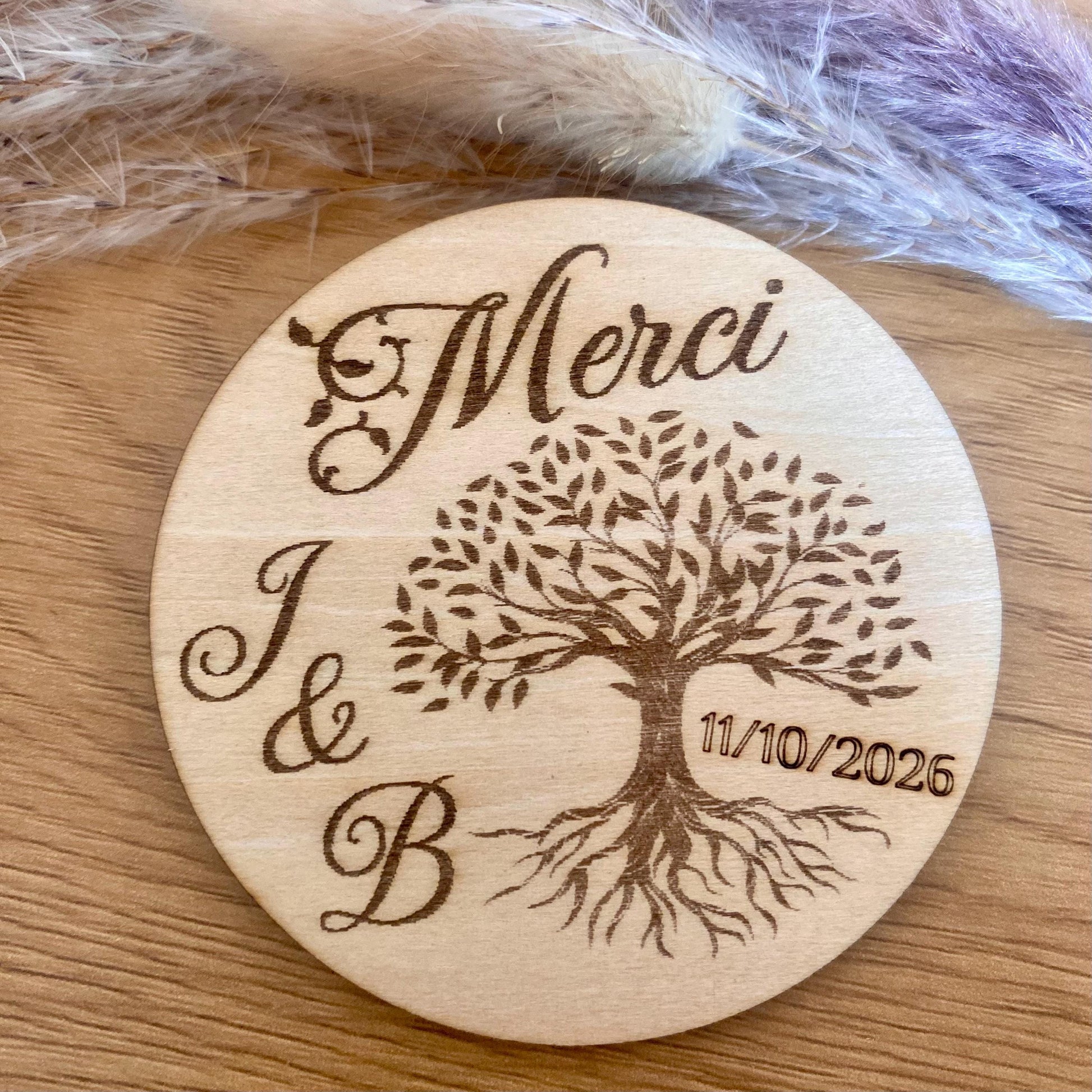 cadeau invité mariage magnet en bois