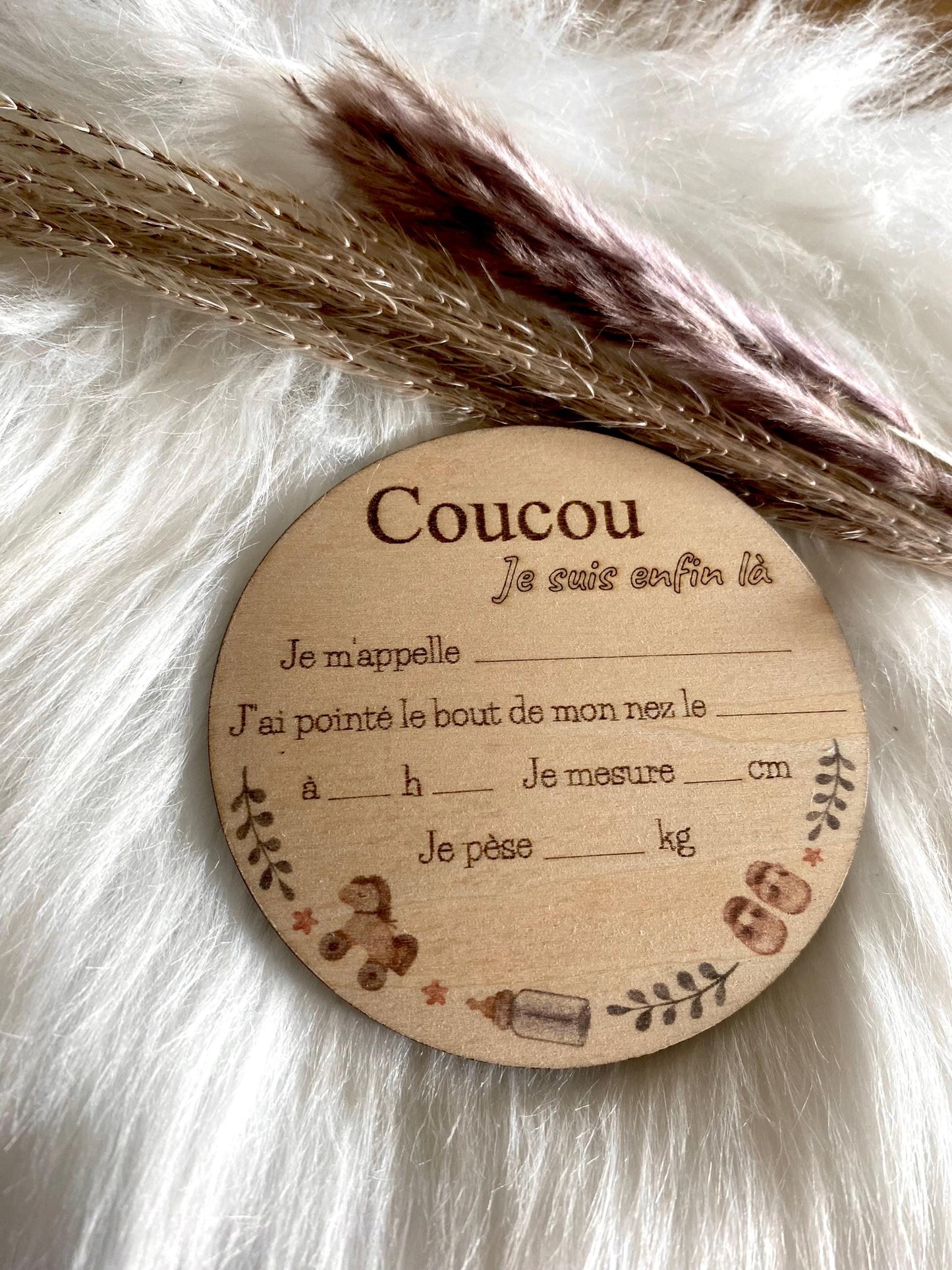 Carte « Bienvenue Bébé » en Bois – Annonce de Naissance Personnalisé