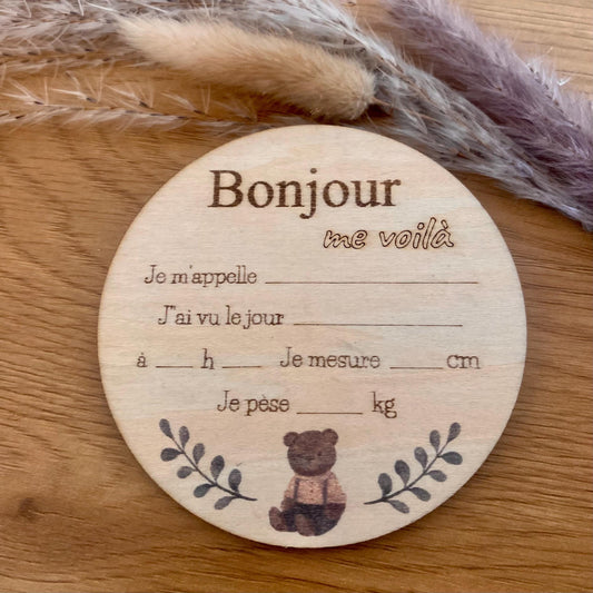 Carte "Bienvenue Bébé" Bonjour me voilà