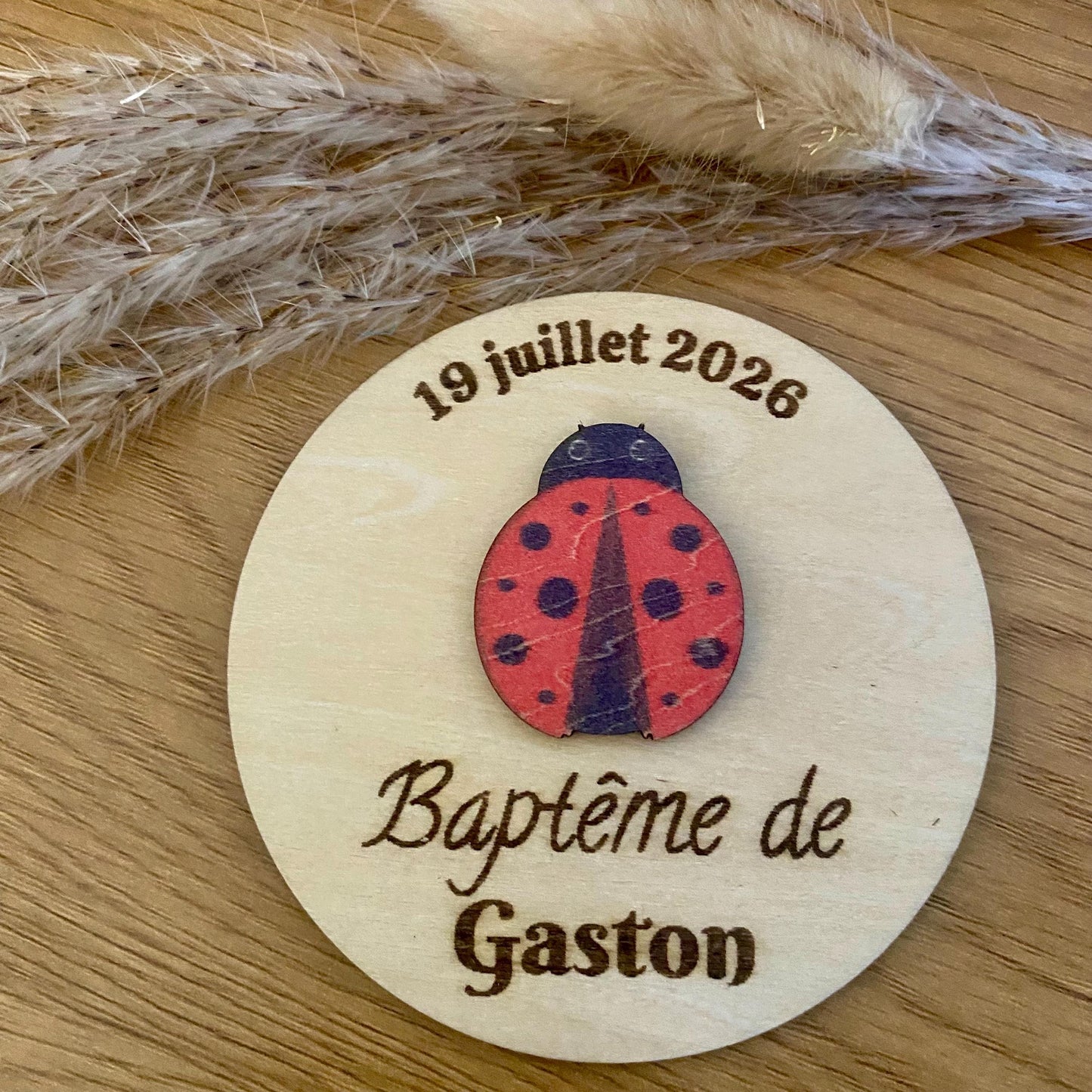 Magnet en Bois Personnalisé – Thème Animaux & Insectes (Cadeau Invité)