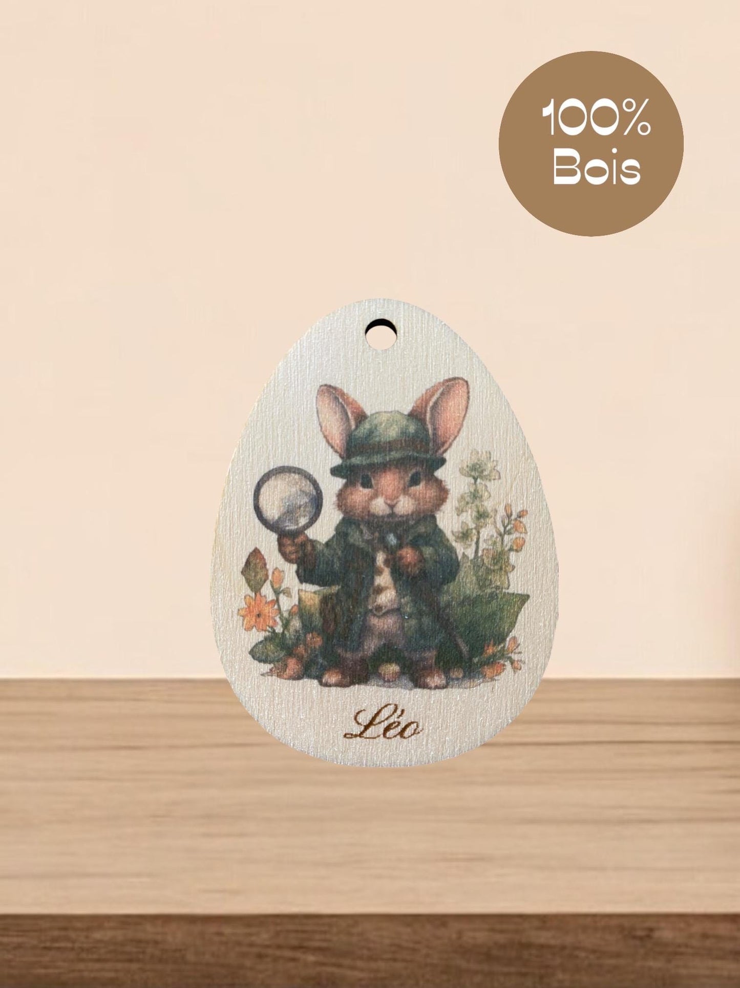 Étiquette de Pâques Personnalisée en Bois – Pour Panier ou Décoration
