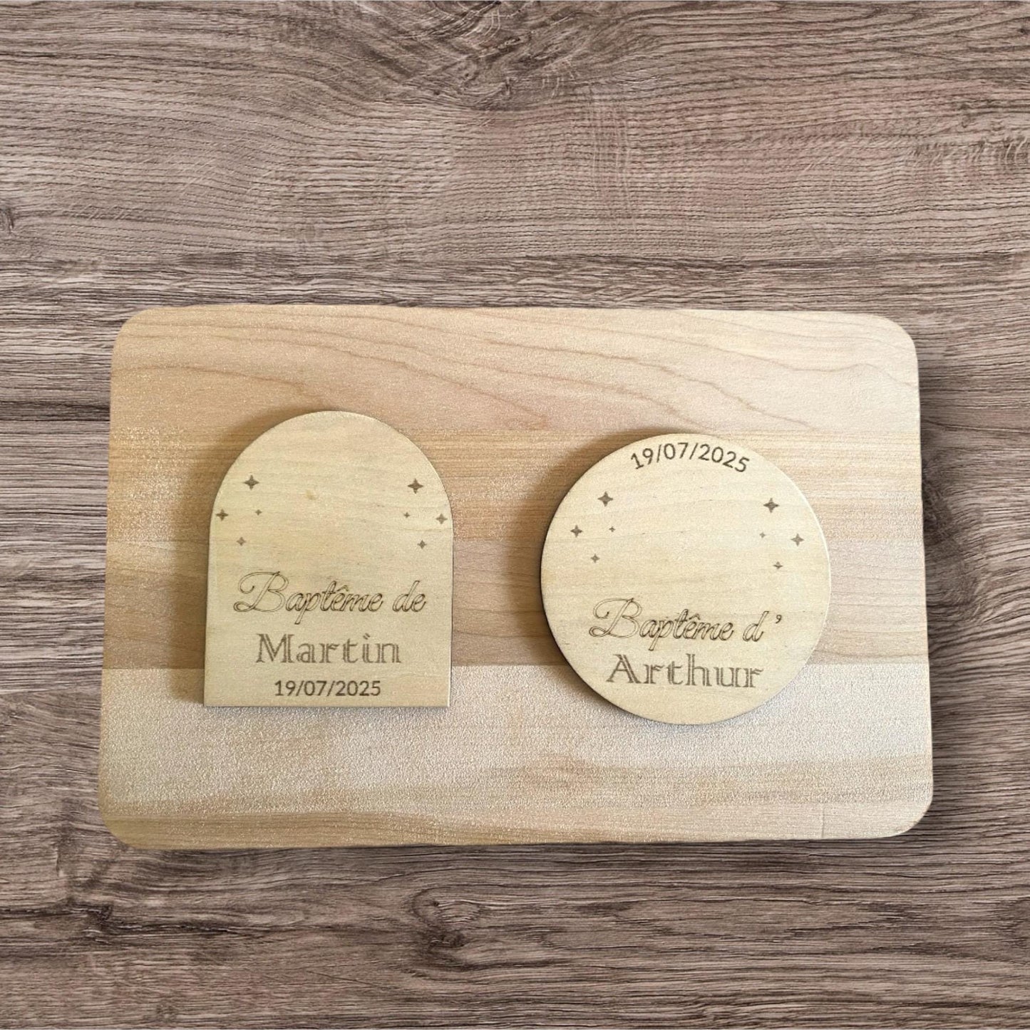 Magnet en Bois Personnalisé – Thème Animaux & Tracteur Baptême, anniversaire, baby shower