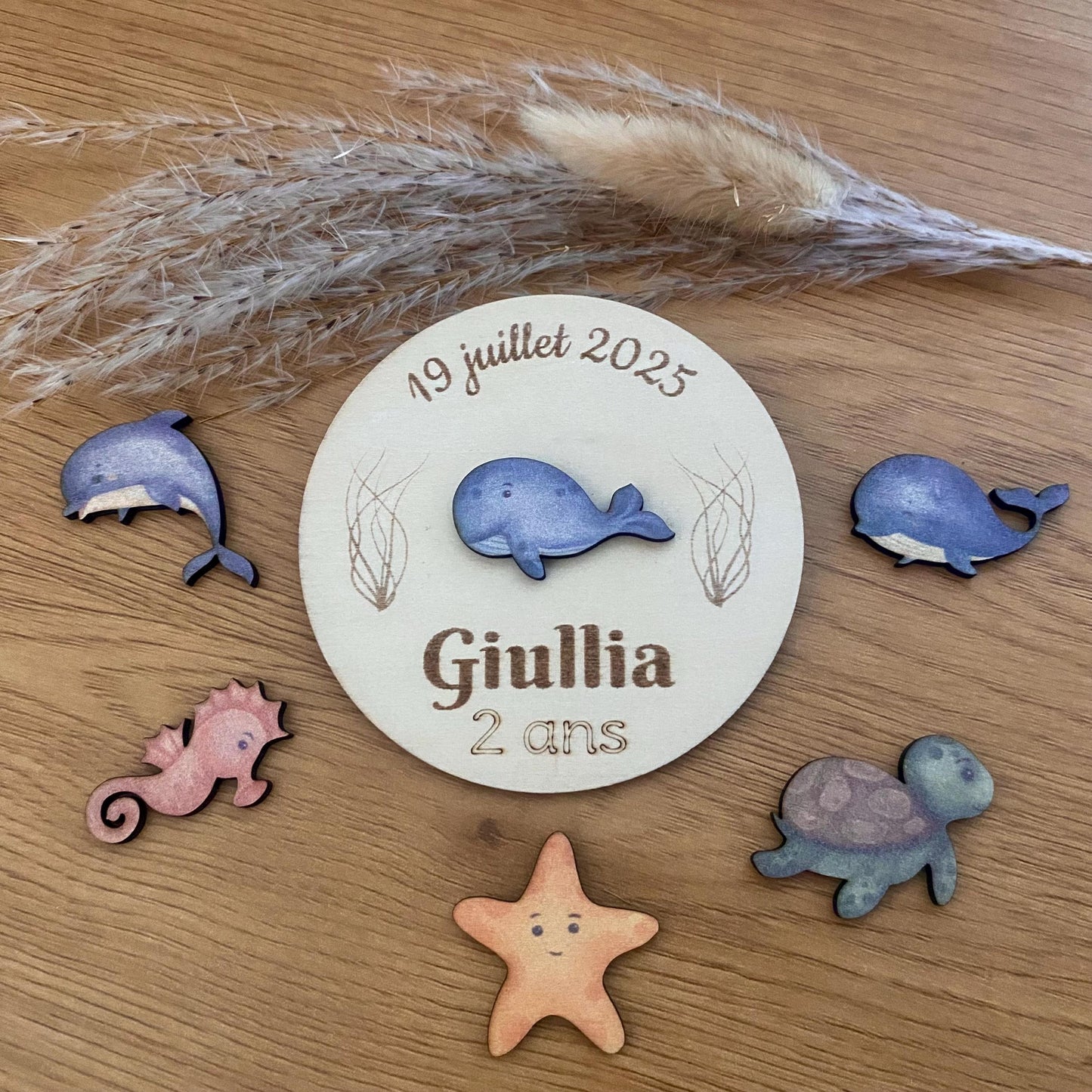 magnet baleine en bois pour anniversaire cadeau invités
