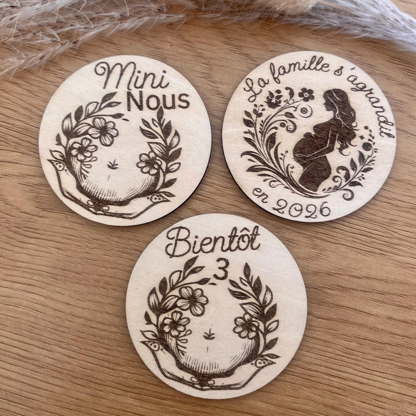 Magnet en Bois « Annonce de Grossesse » – Personnalisé
