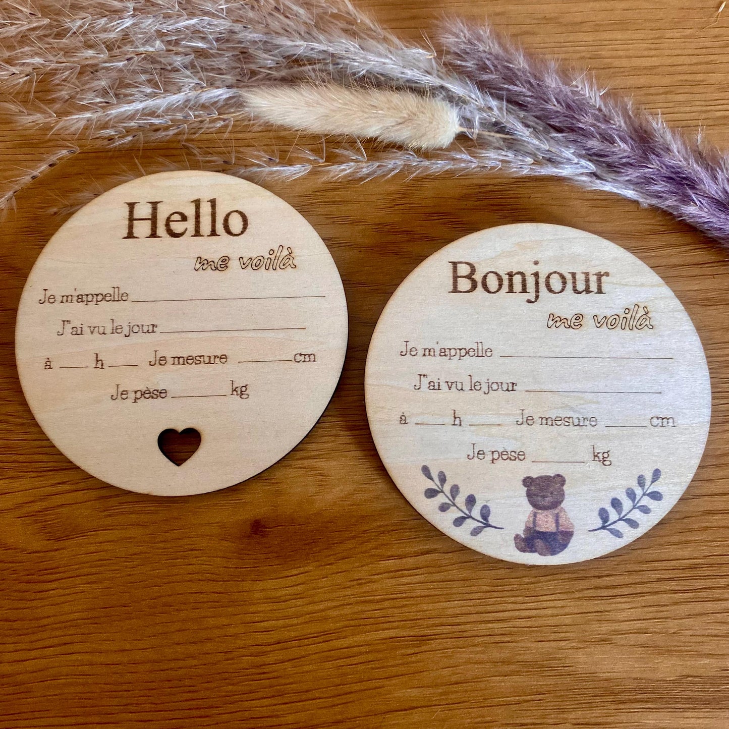 Carte « Bienvenue Bébé » en Bois – Annonce de Naissance Personnalisé