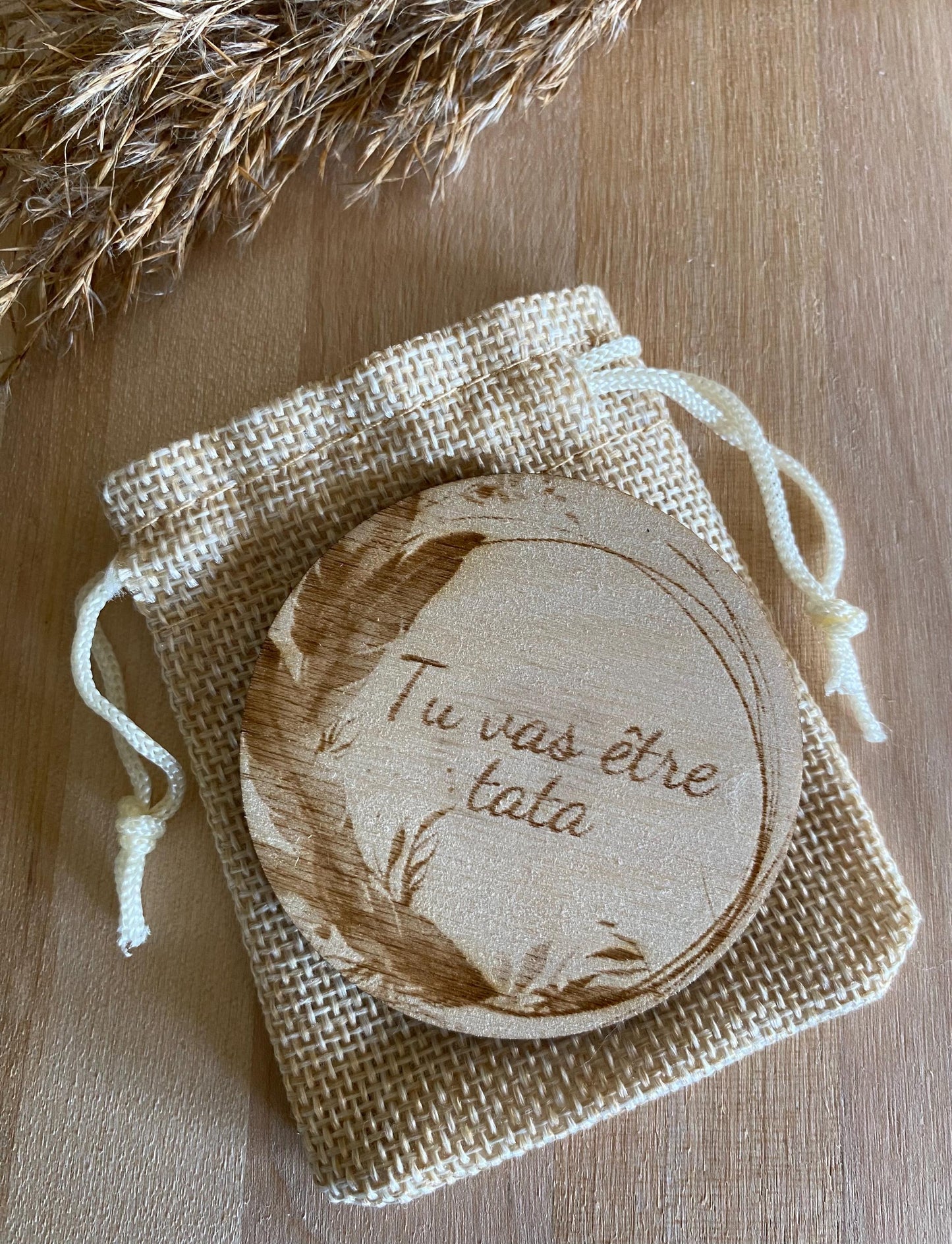 Magnet en bois personnalisé annonce grossesse tata